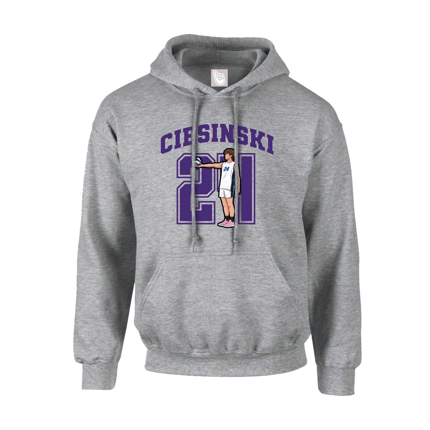Hoodie — Number in Grey