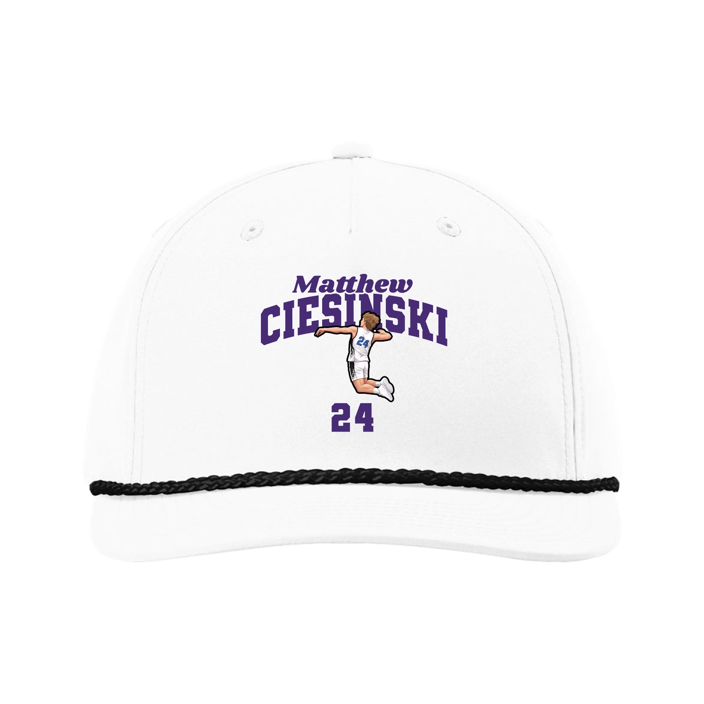 Five-Panel Classic Rope Cap — Signature Arch in White