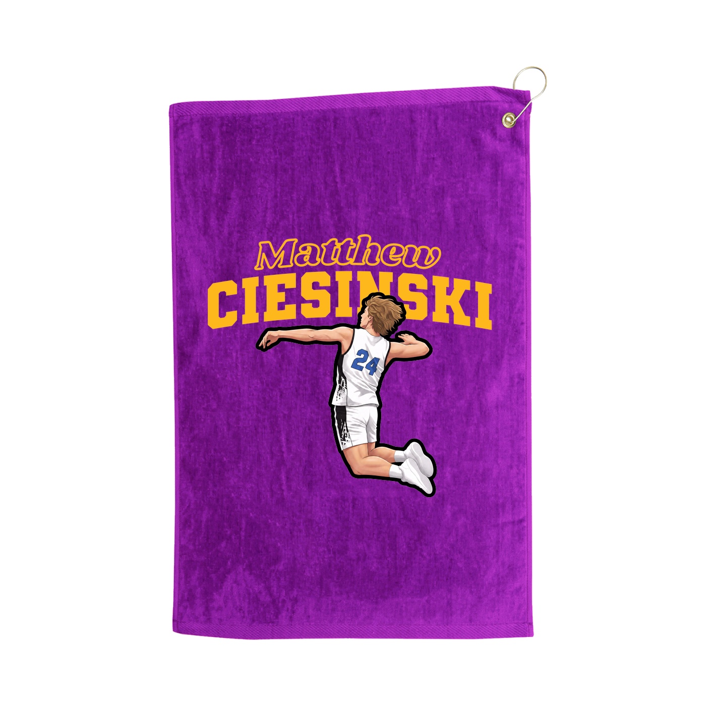 Golf Towel — Name Arch in Purple