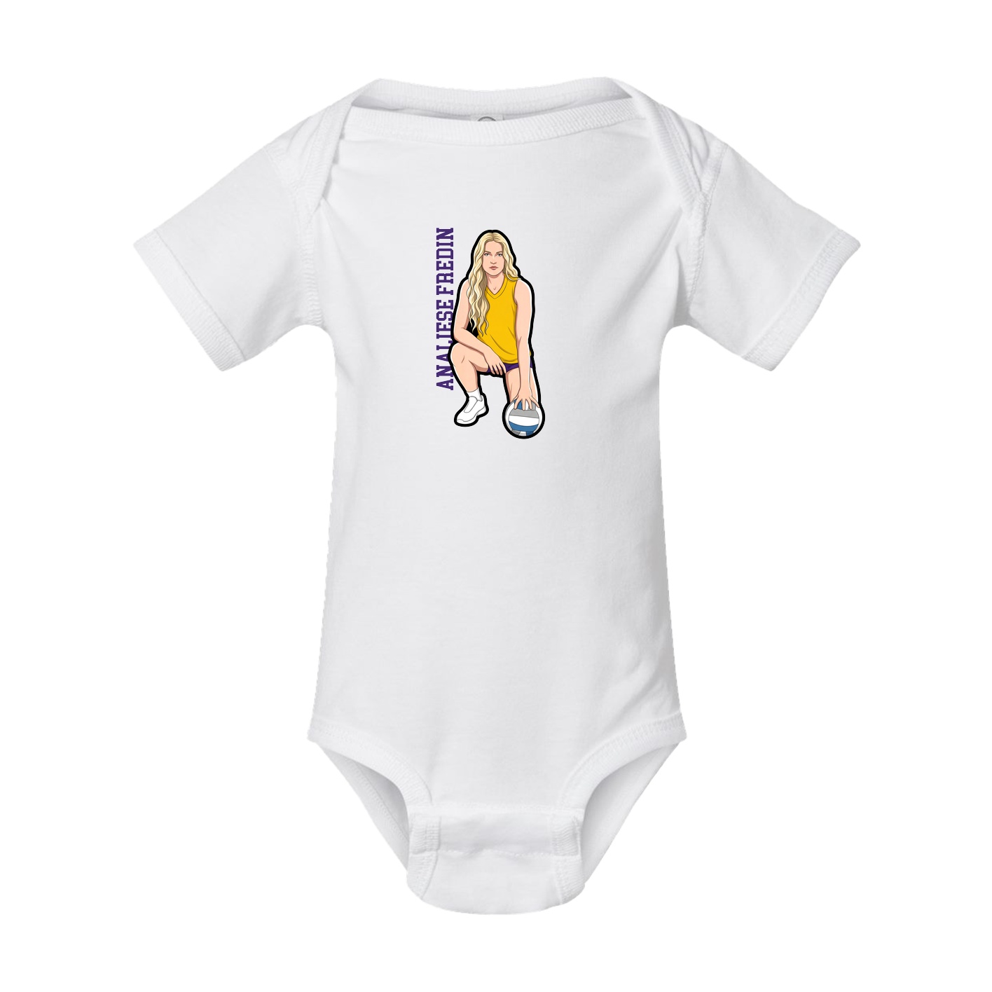 Baby Onesie — Name Vertical in White