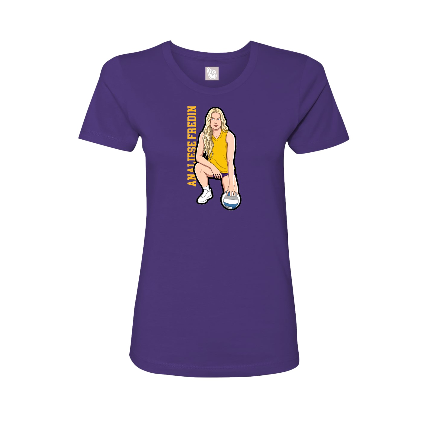 Fitted Women's Tee — Name Vertical in Purple