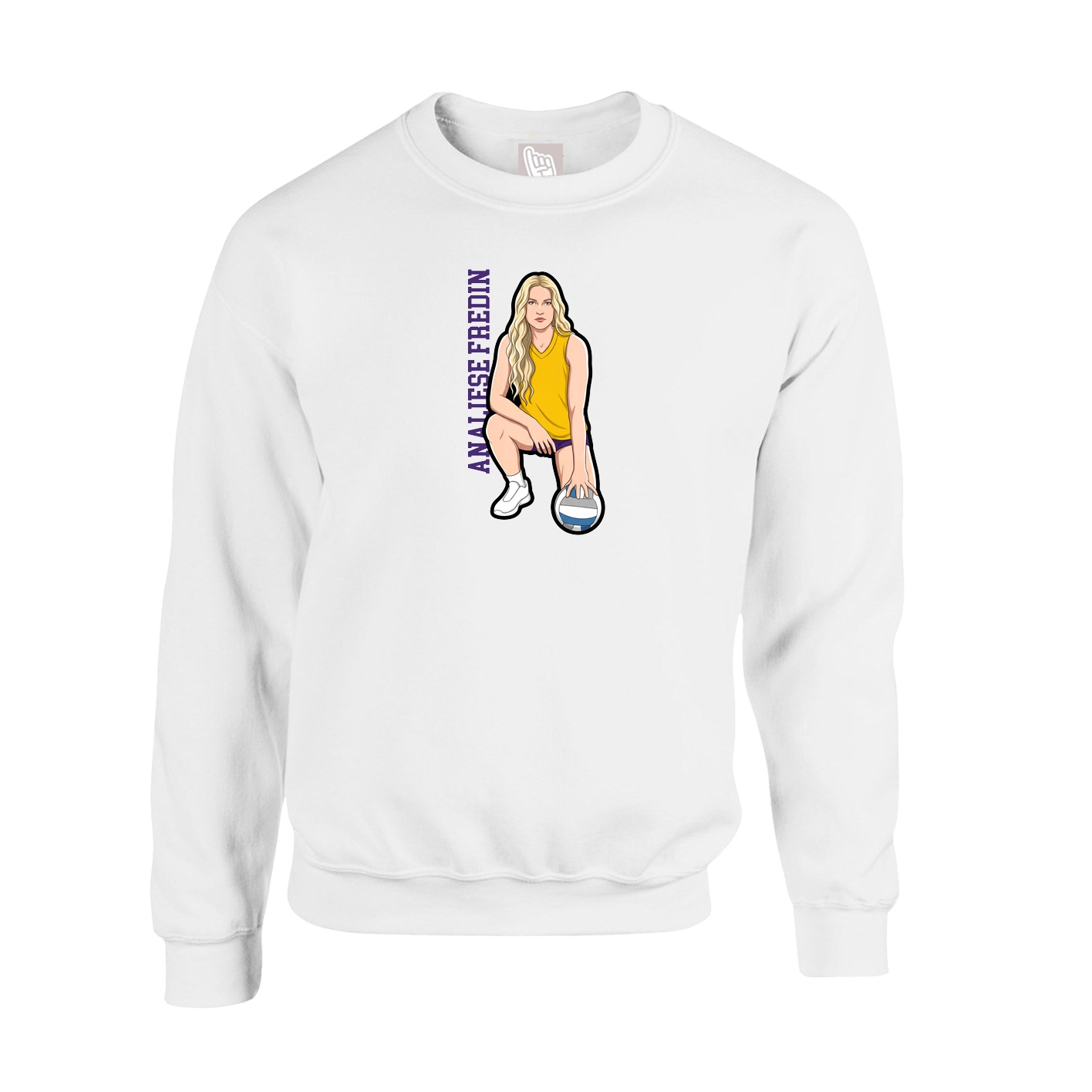 Fleece Crew — Name Vertical in White