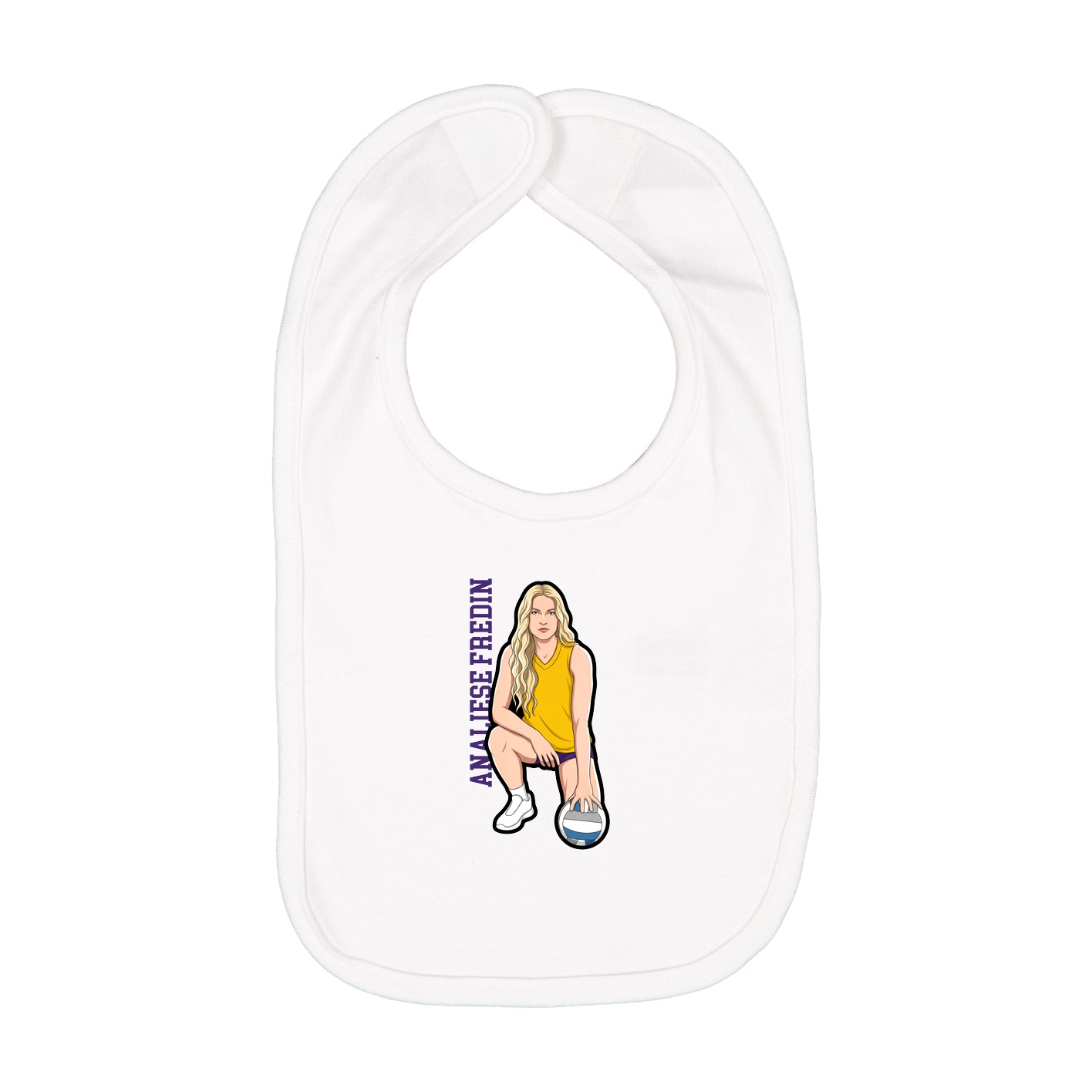 Infant Bib — Name Vertical in White