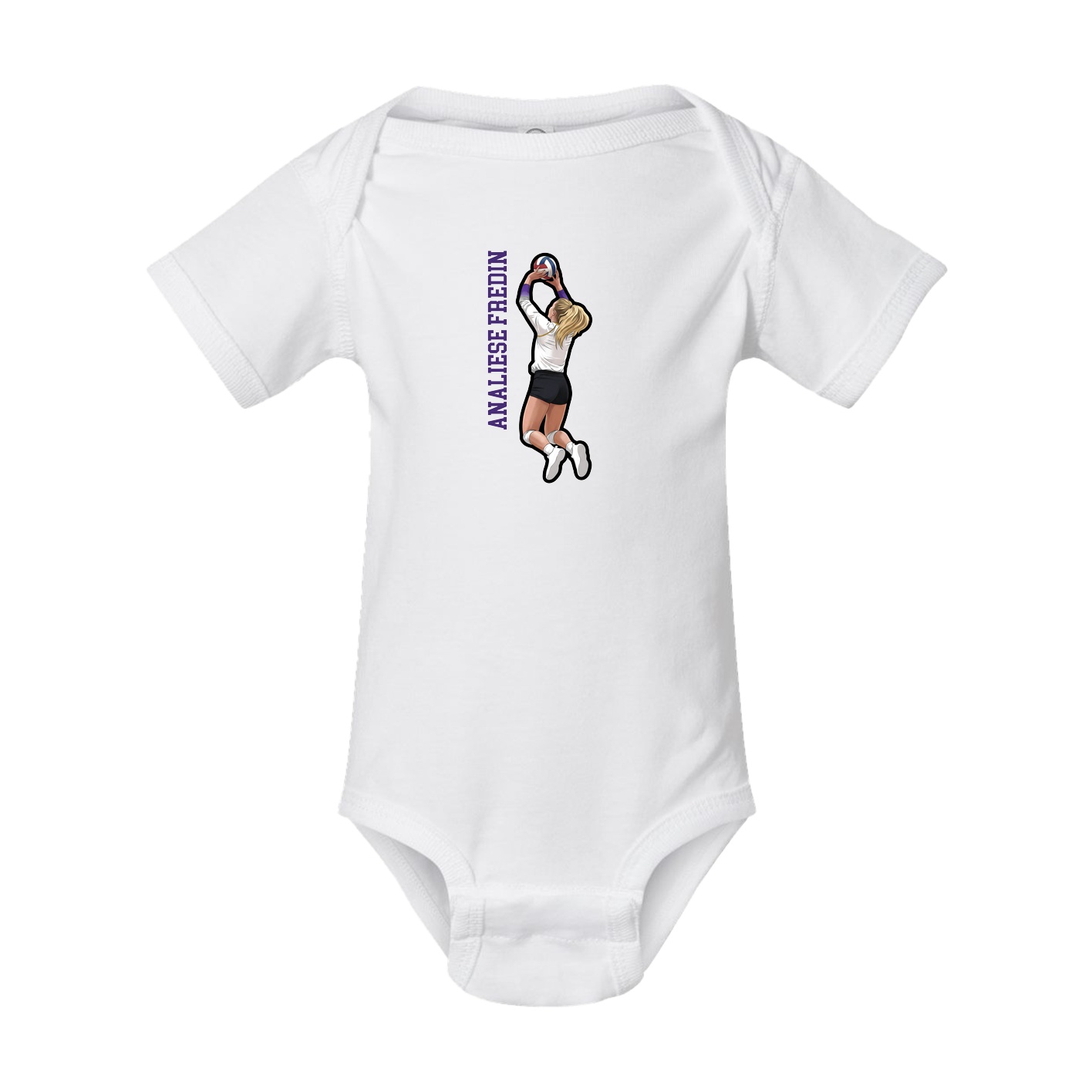 Baby Onesie — Name Vertical in White