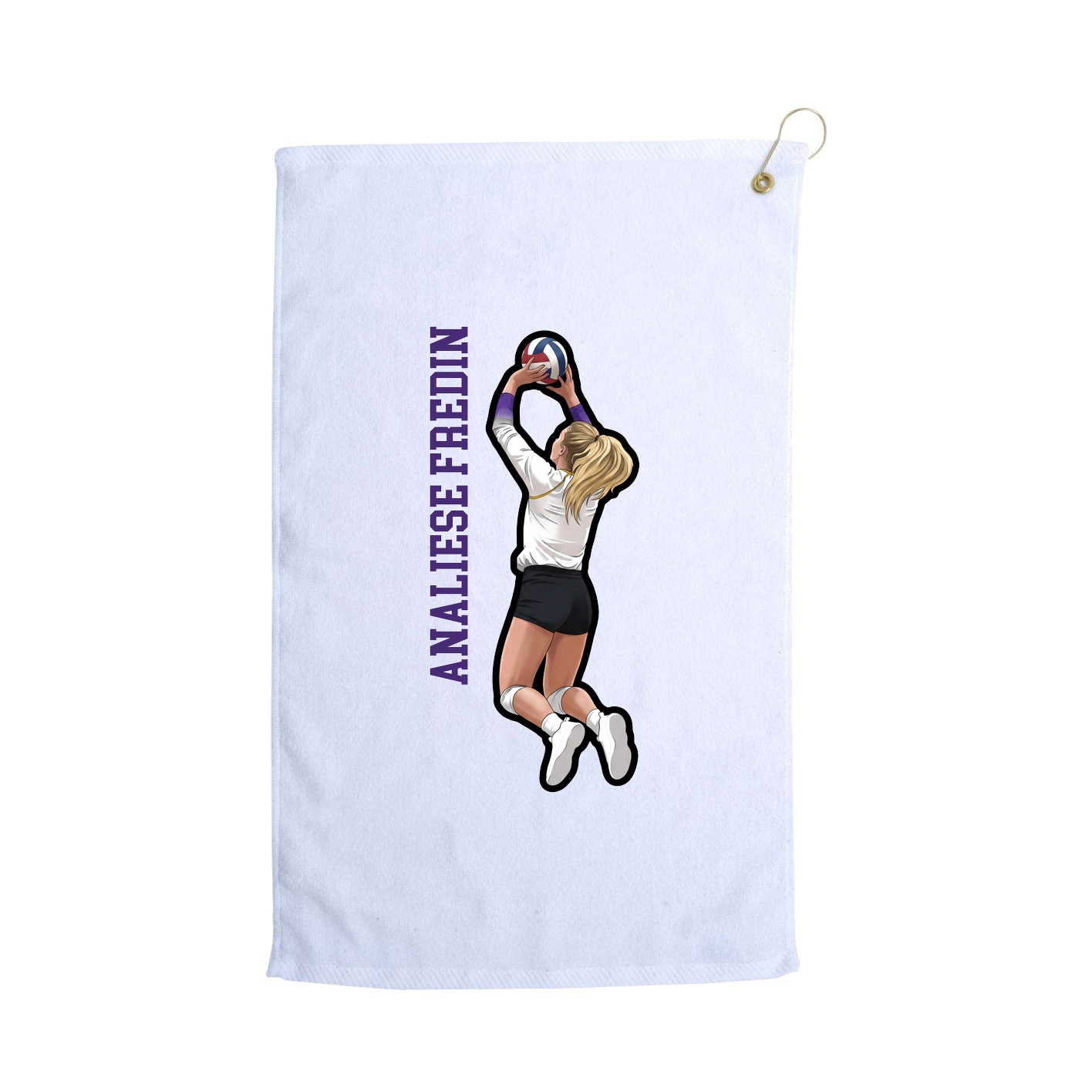 Golf Towel — Name Vertical in White