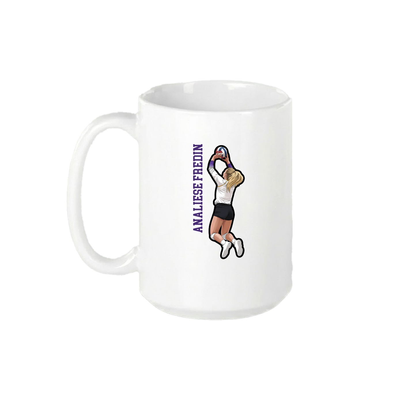 15oz Coffee Mug — Name Vertical in White
