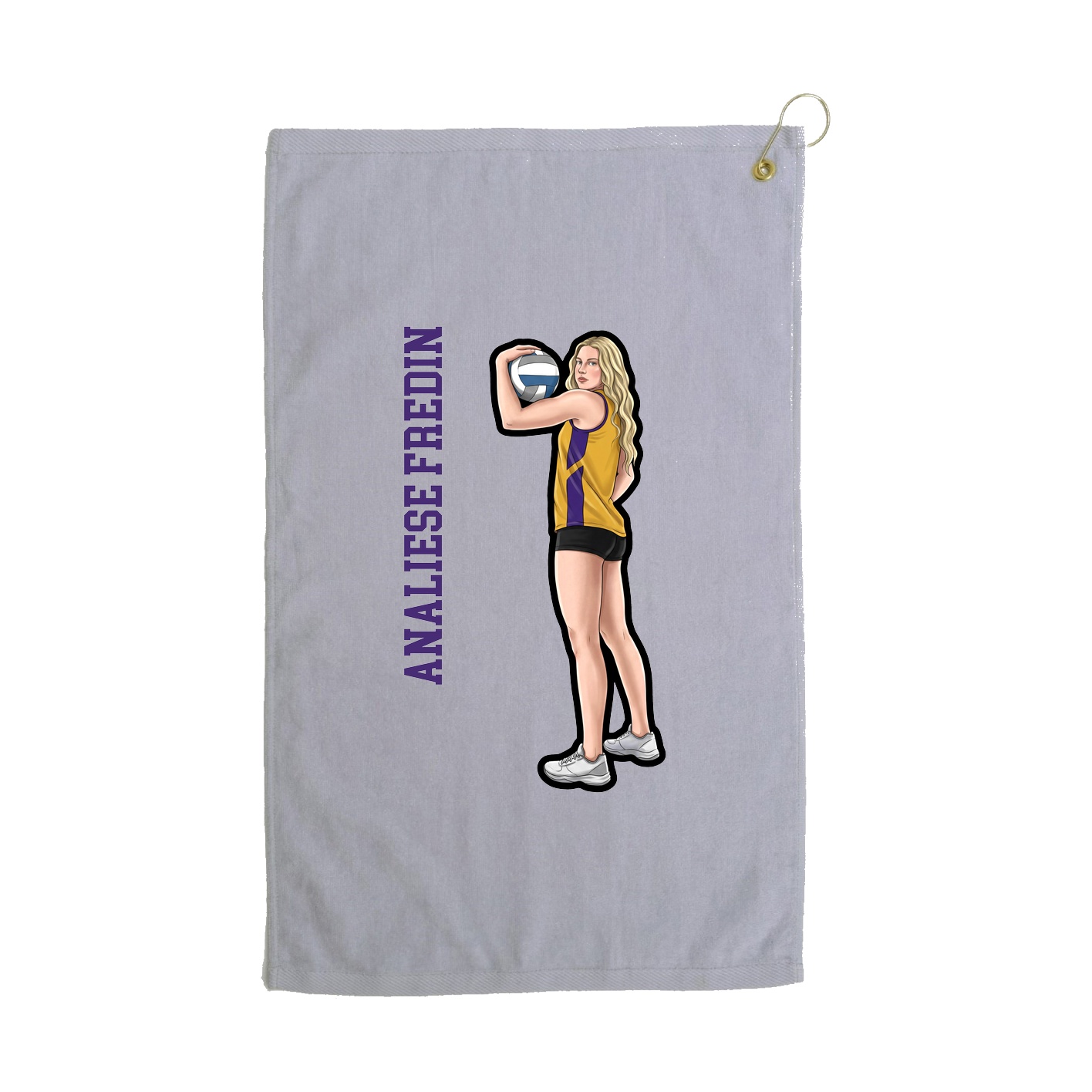 Golf Towel — Name Vertical in Grey