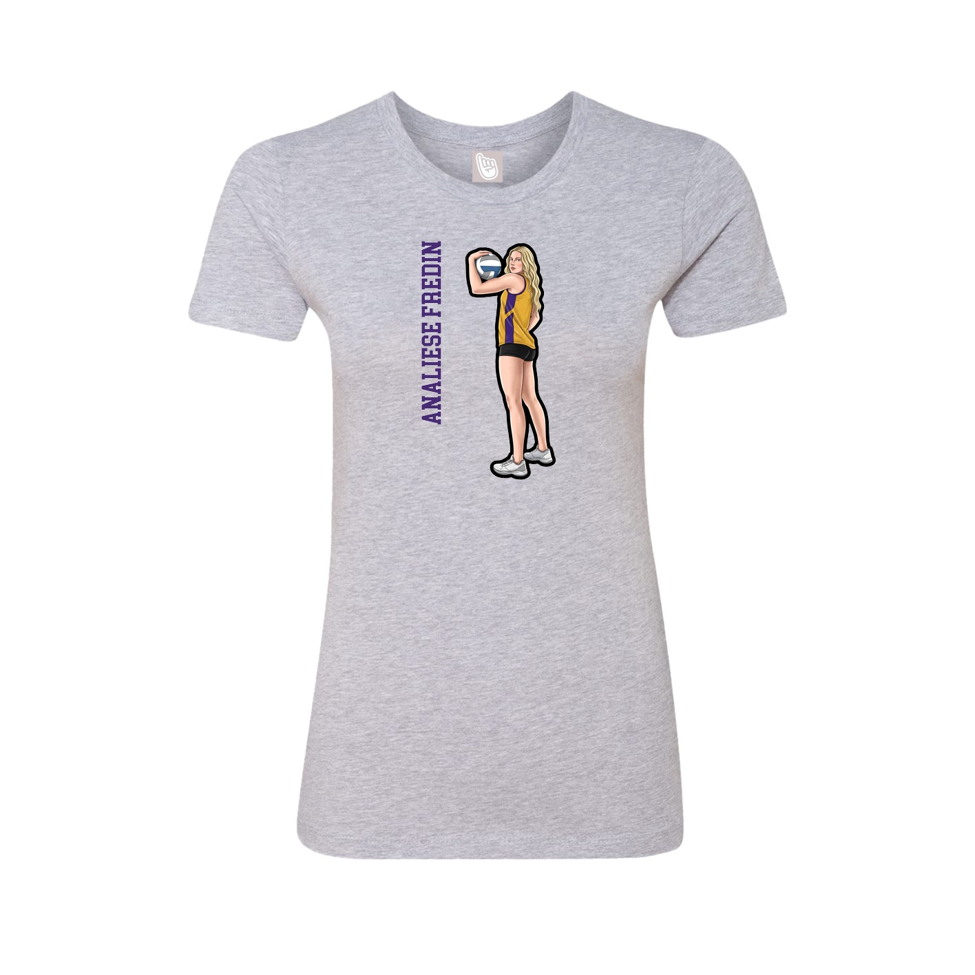 Fitted Women's Tee — Name Vertical in Grey