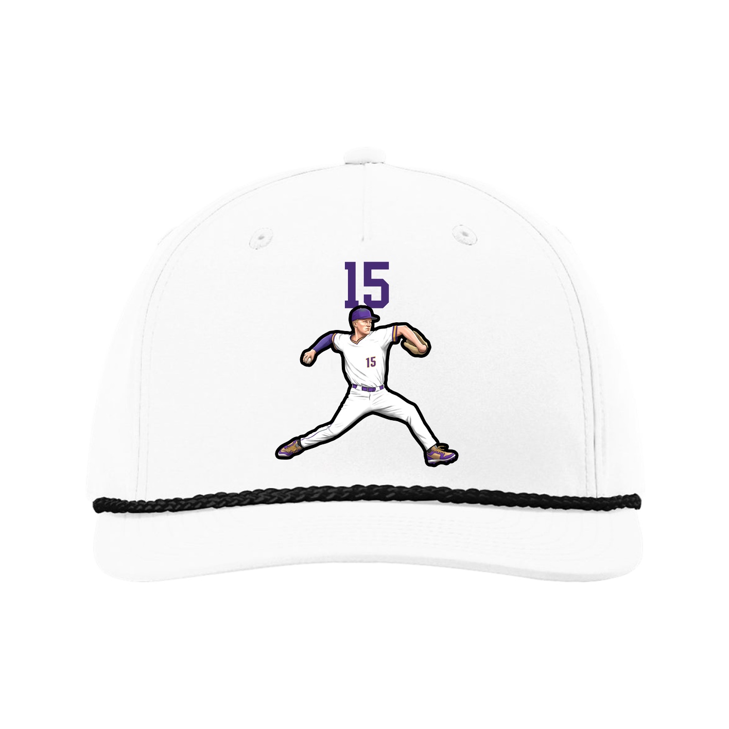 Five-Panel Classic Rope Cap — Number Top in White