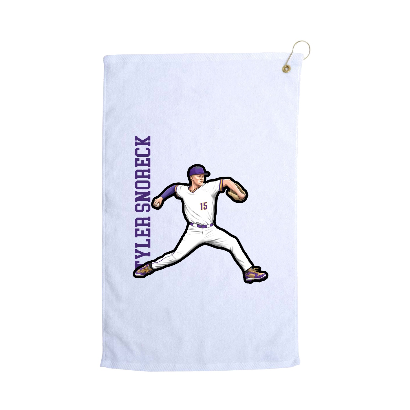 Golf Towel — Name Vertical in White