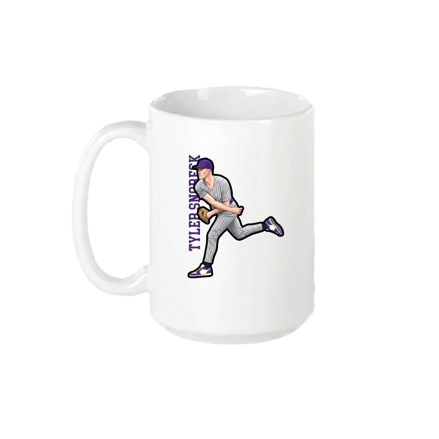 15oz Coffee Mug — Name Vertical in White