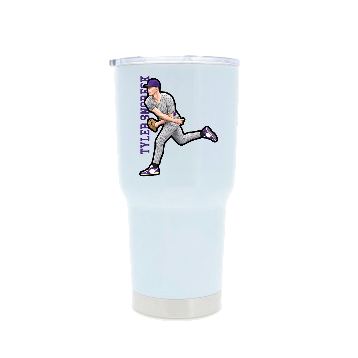30oz Stainless Steel Tumbler — Name Vertical in White