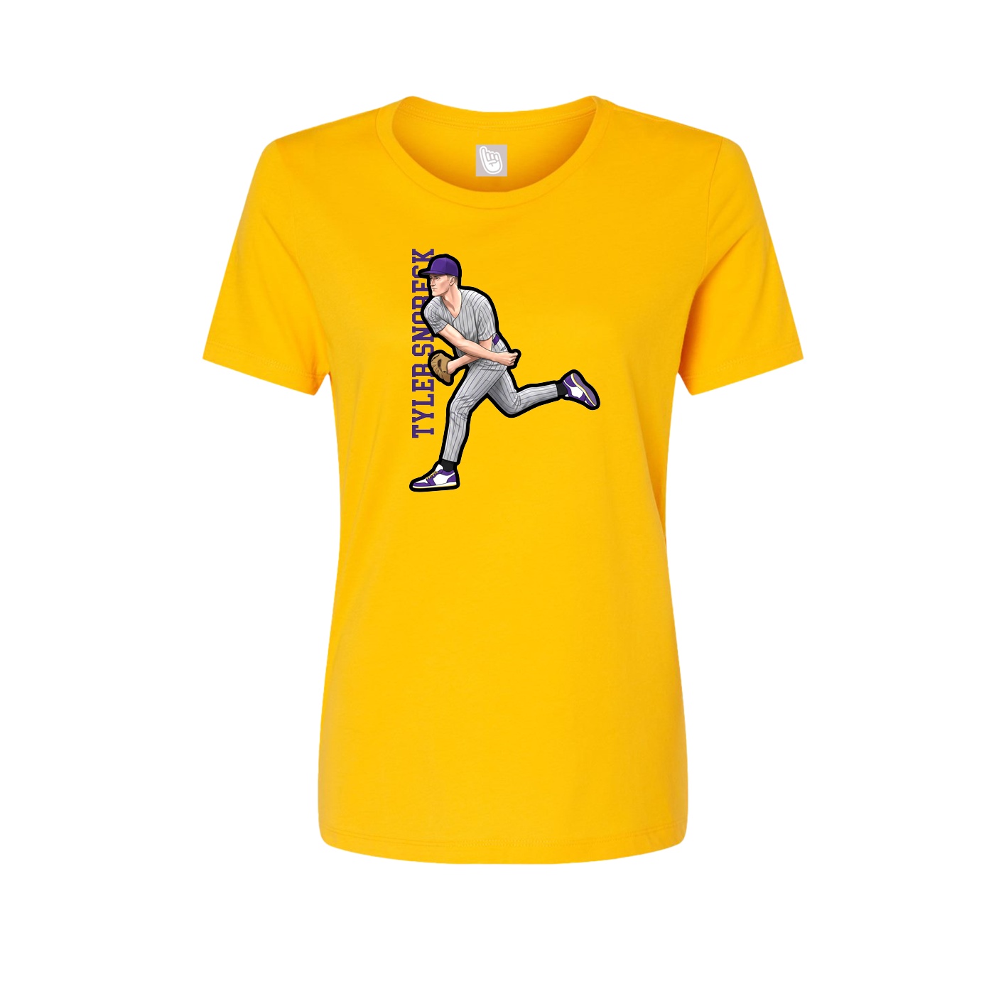 Fitted Women's Tee — Name Vertical in Gold