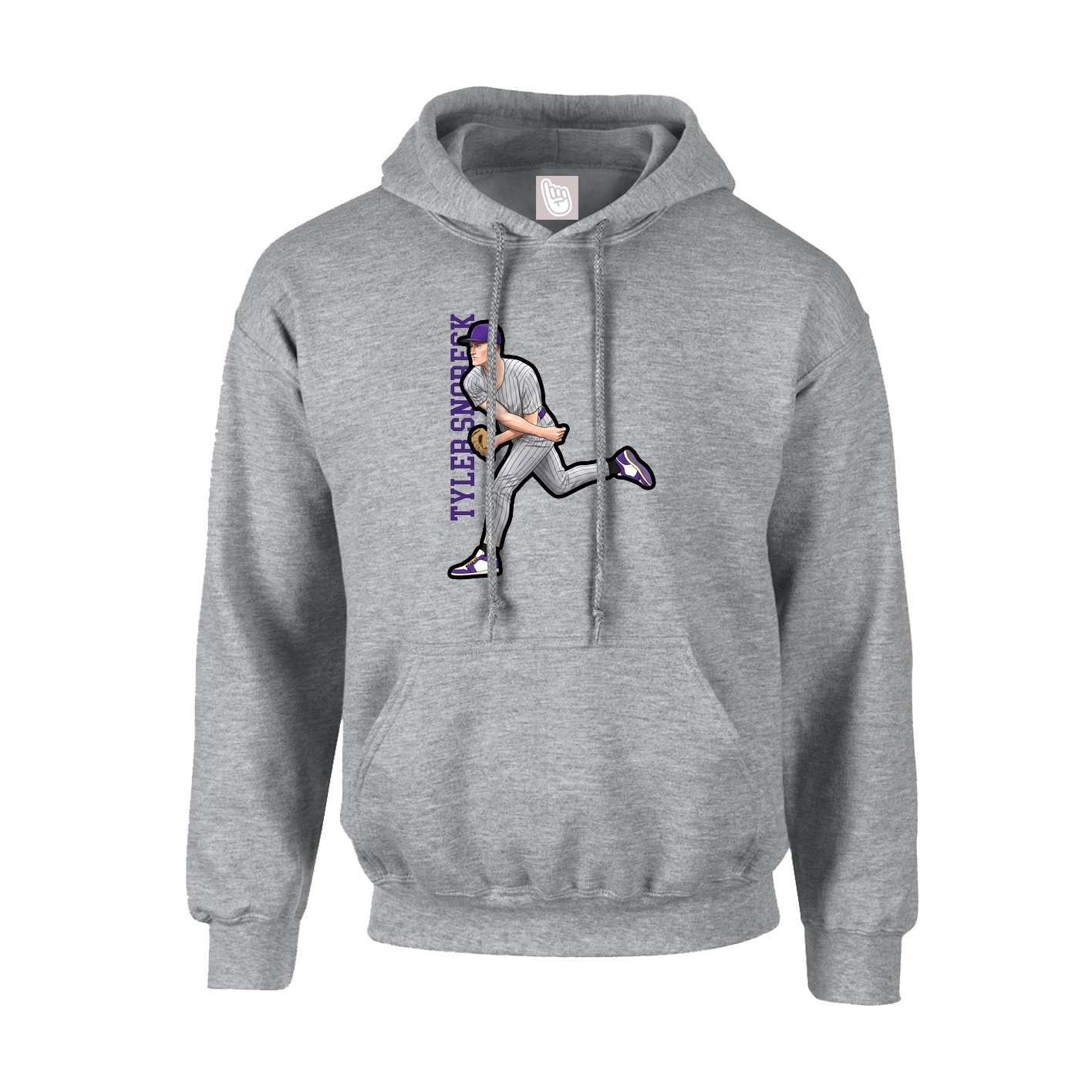 Hoodie — Name Vertical in Grey