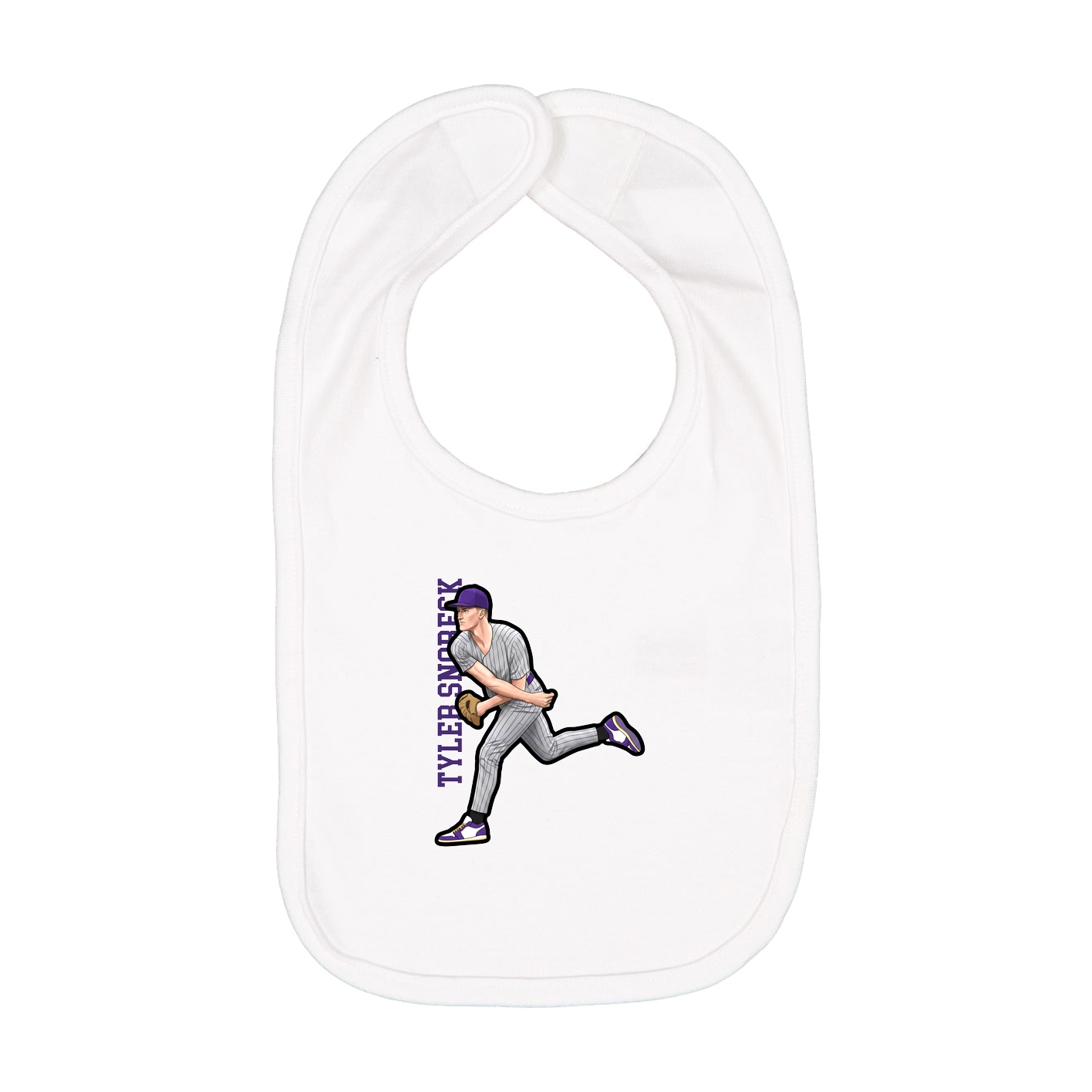 Infant Bib — Name Vertical in White