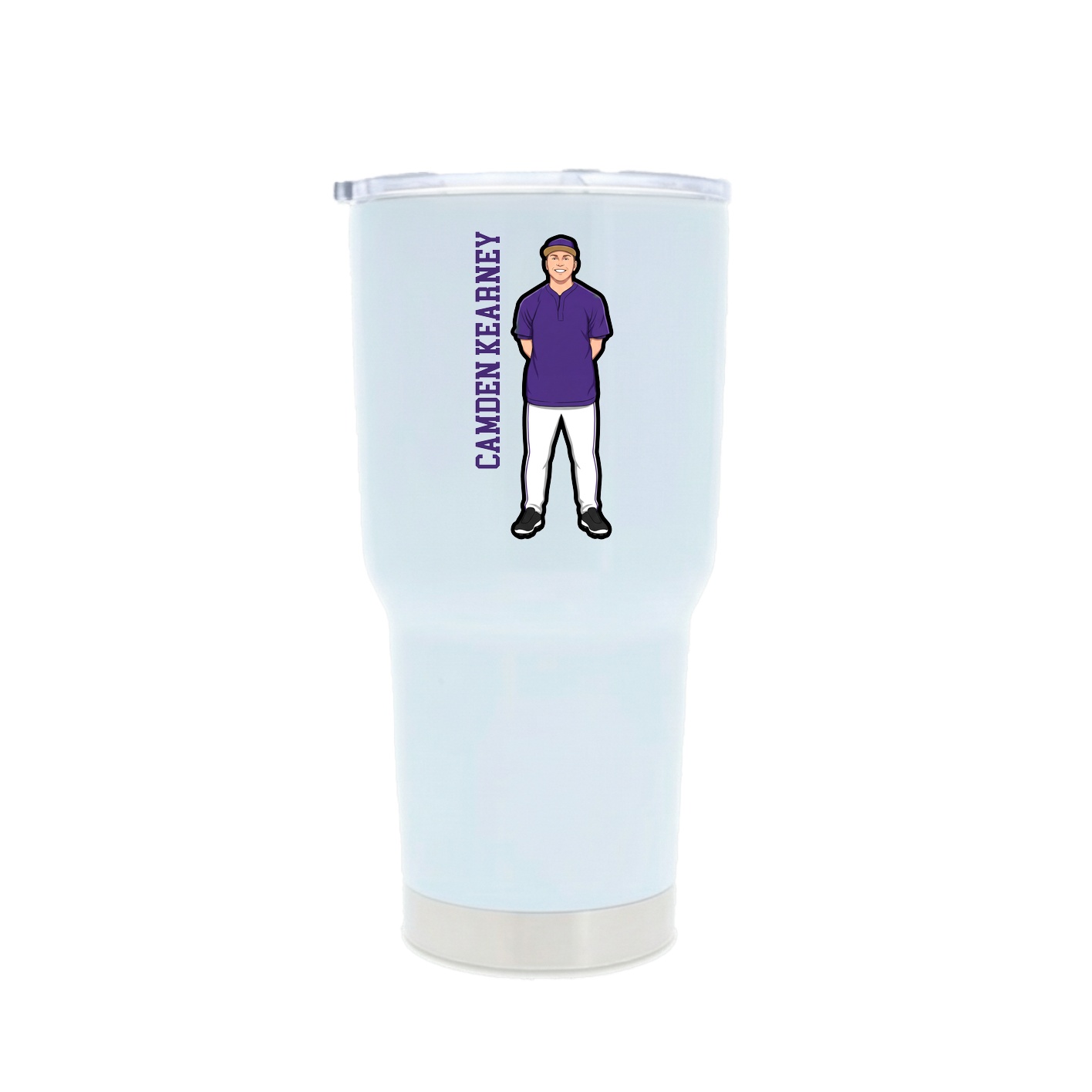 30oz Stainless Steel Tumbler — Name Vertical in White