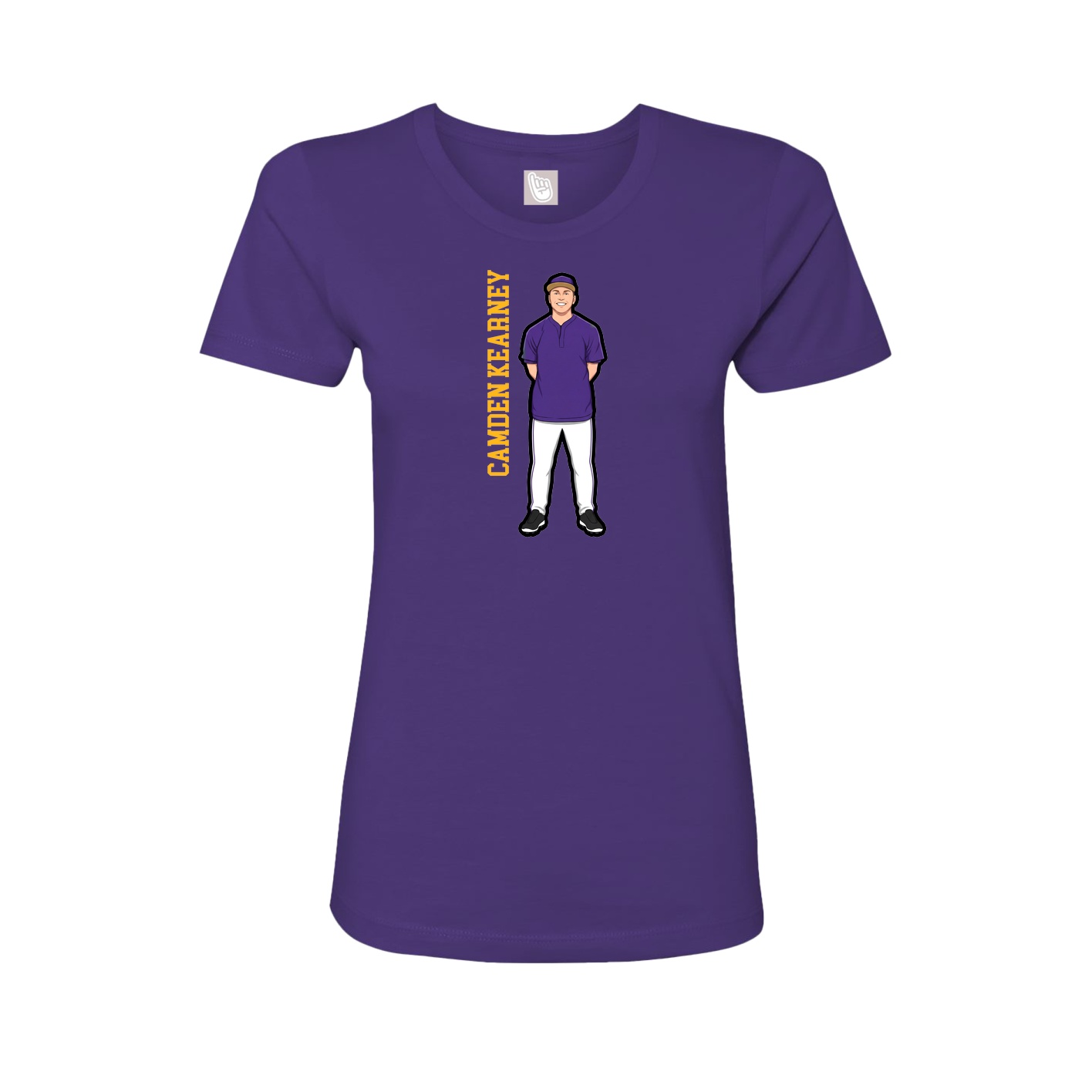 Fitted Women's Tee — Name Vertical in Purple