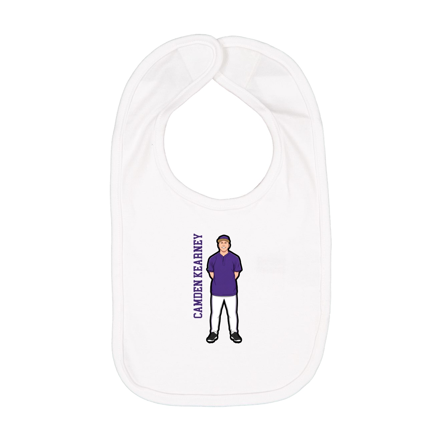 Infant Bib — Name Vertical in White
