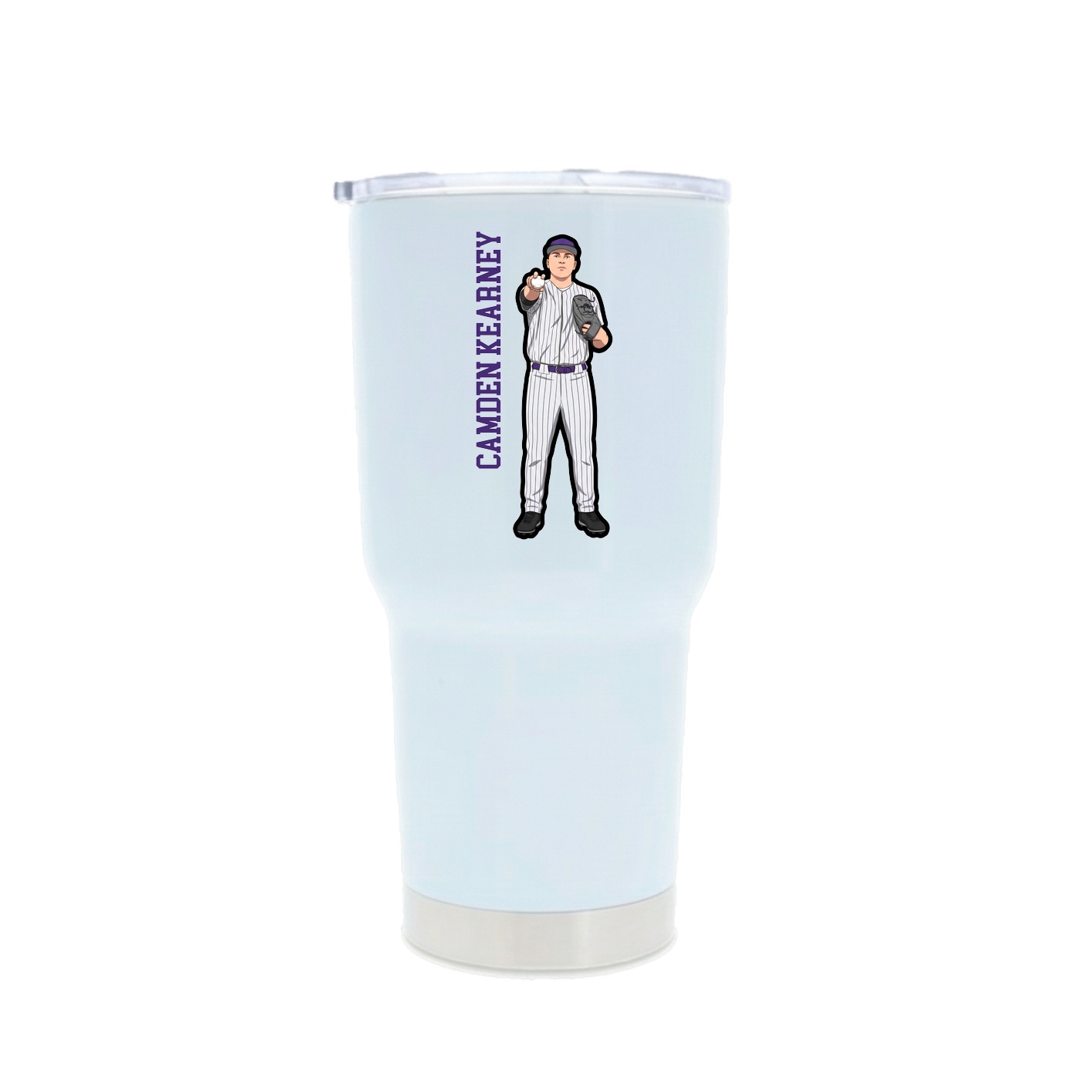 30oz Stainless Steel Tumbler — Name Vertical in White