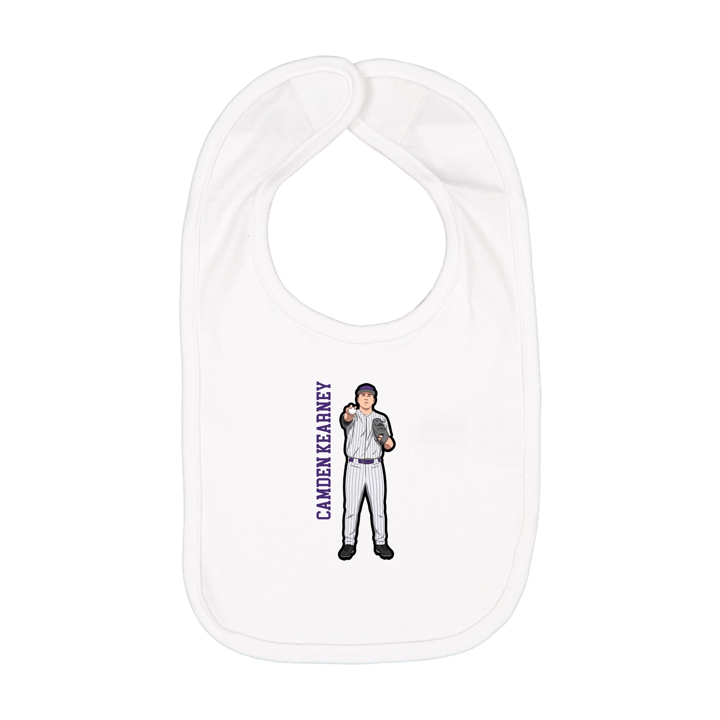 Infant Bib — Name Vertical in White