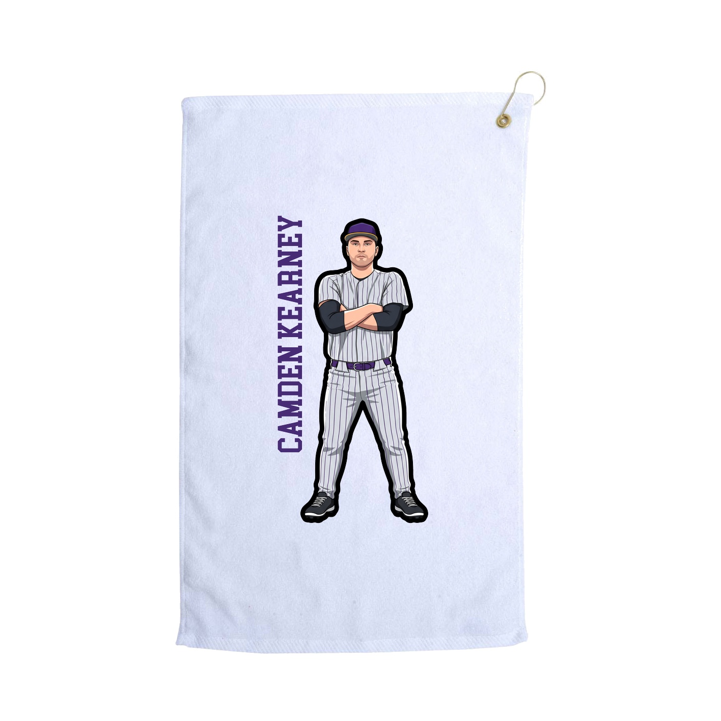 Golf Towel — Name Vertical in White