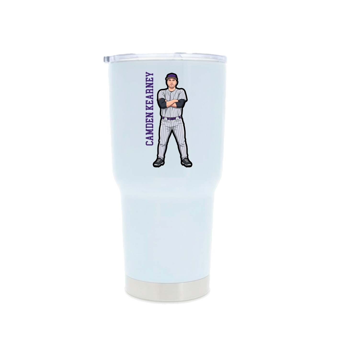 30oz Stainless Steel Tumbler — Name Vertical in White