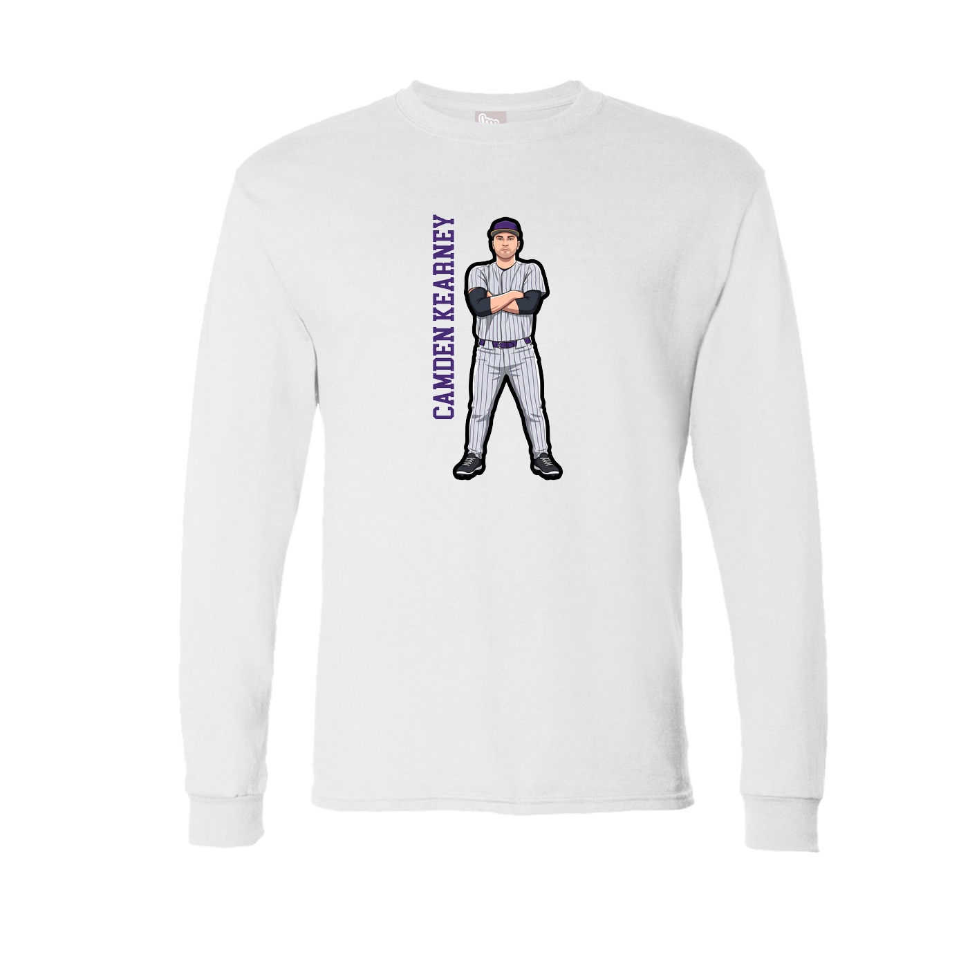 Long Sleeve Tee — Name Vertical in White