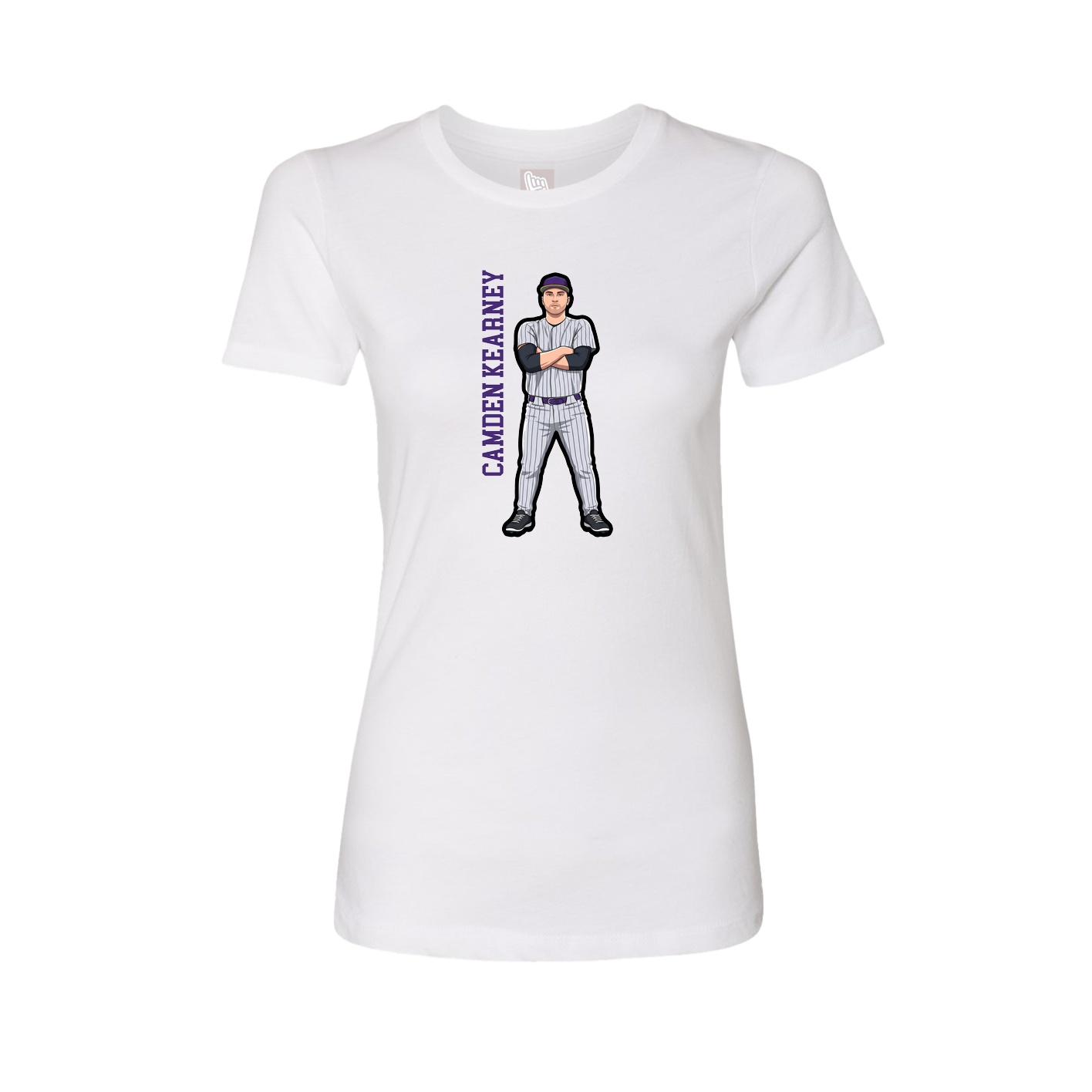 Fitted Women's Tee — Name Vertical in White