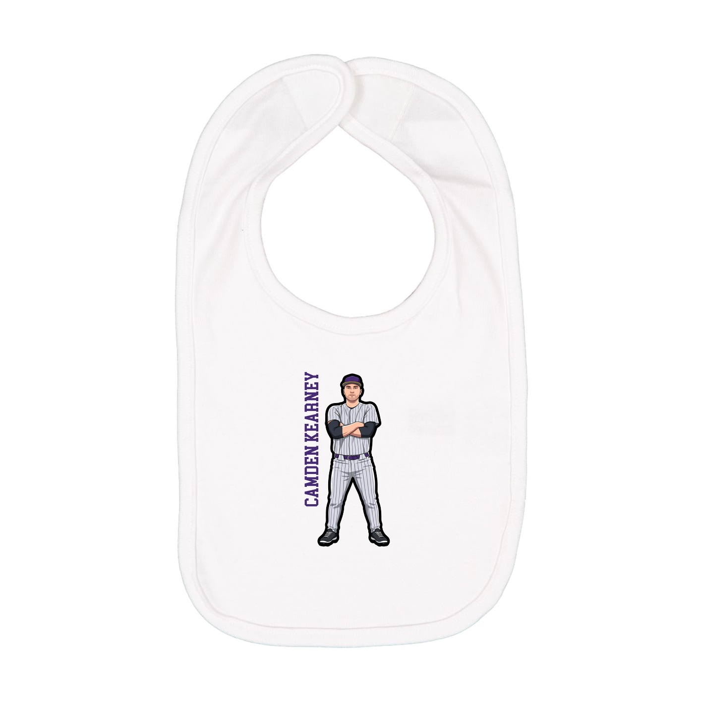 Infant Bib — Name Vertical in White