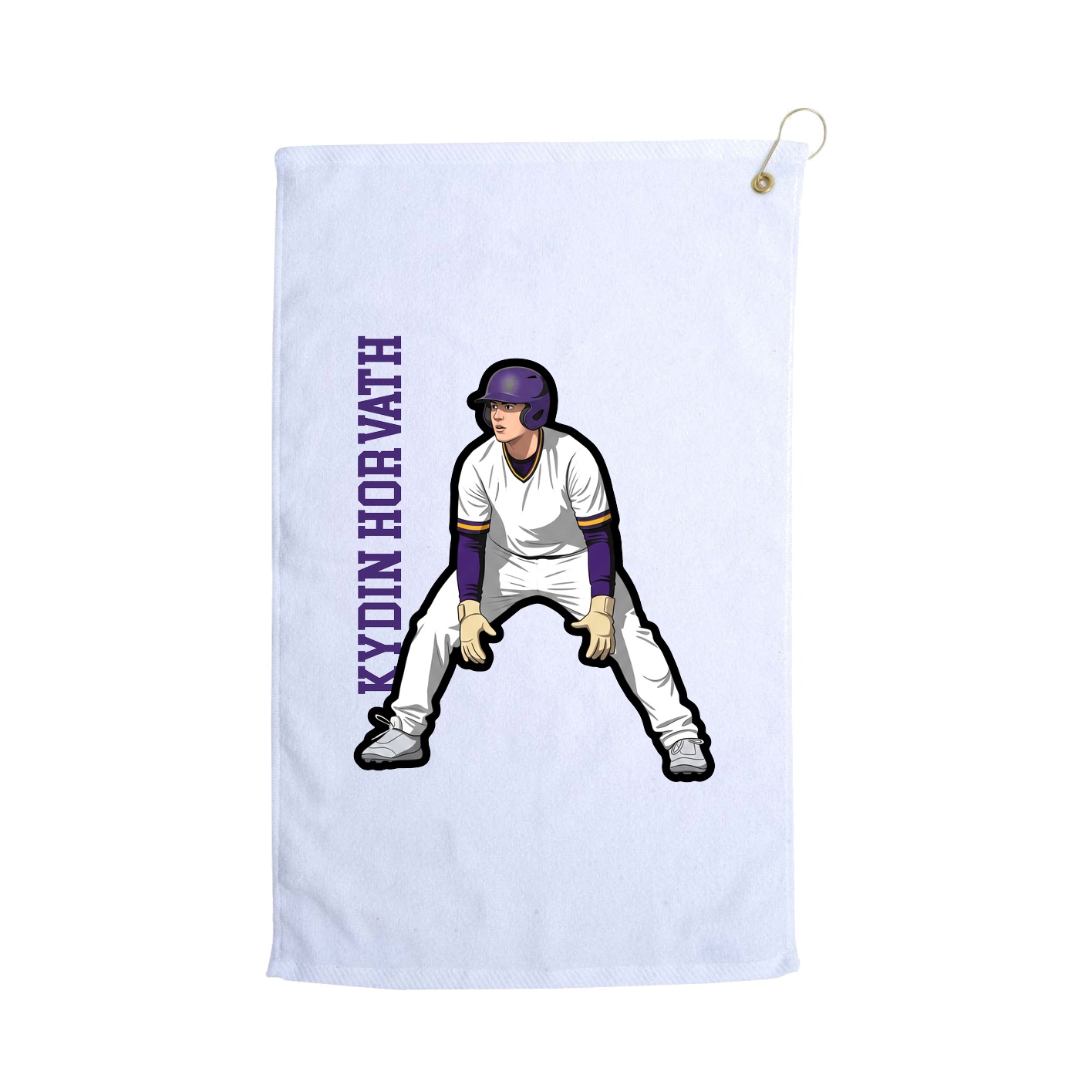 Golf Towel — Name Vertical in White