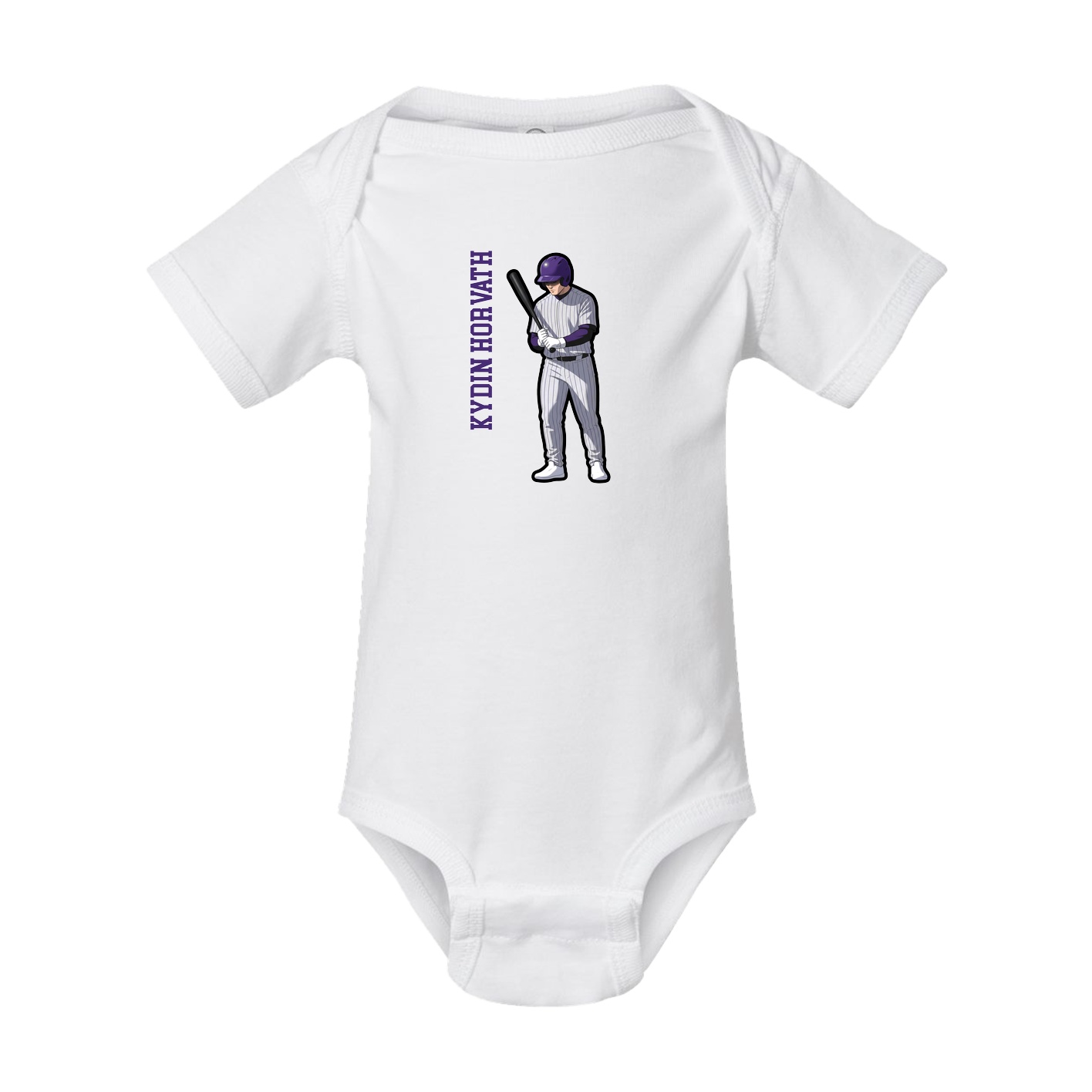 Baby Onesie — Name Vertical in White