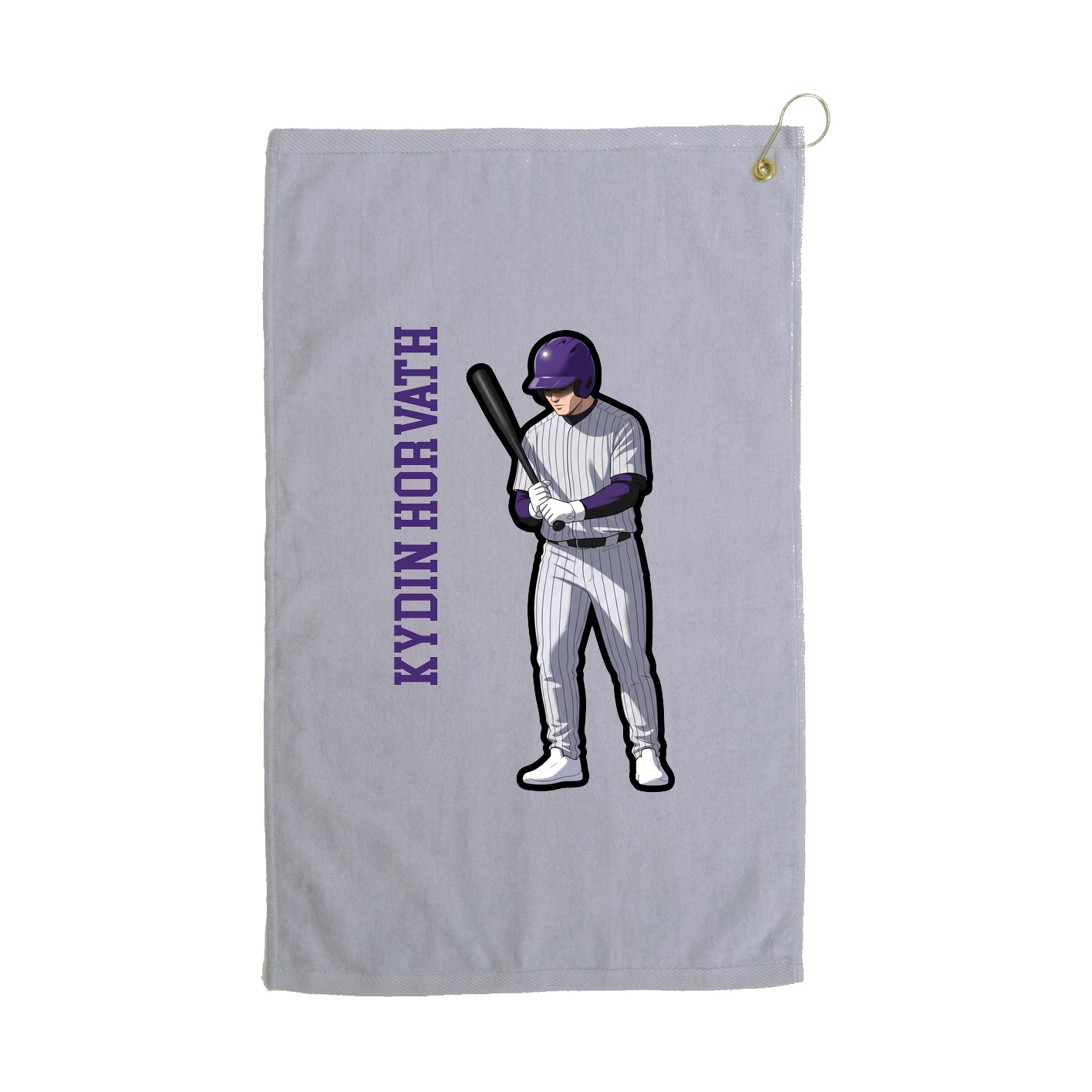 Golf Towel — Name Vertical in Grey