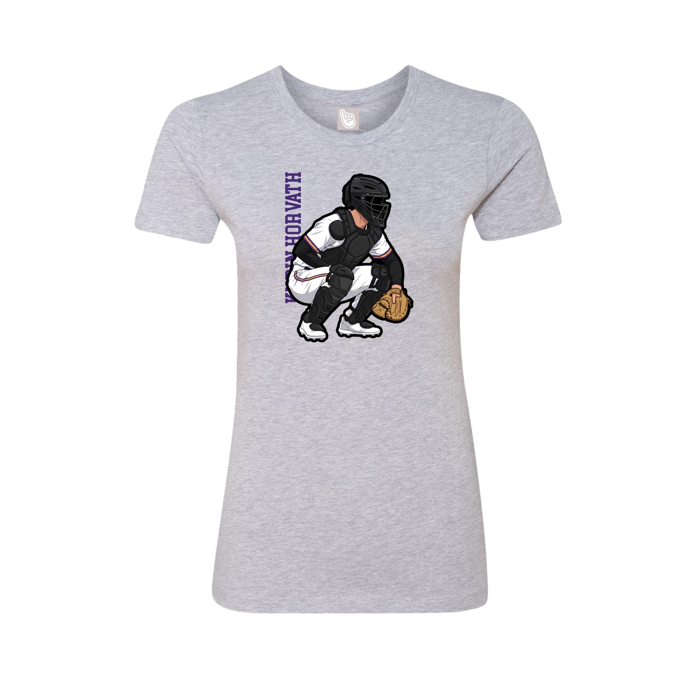 Fitted Women's Tee — Name Vertical in Grey