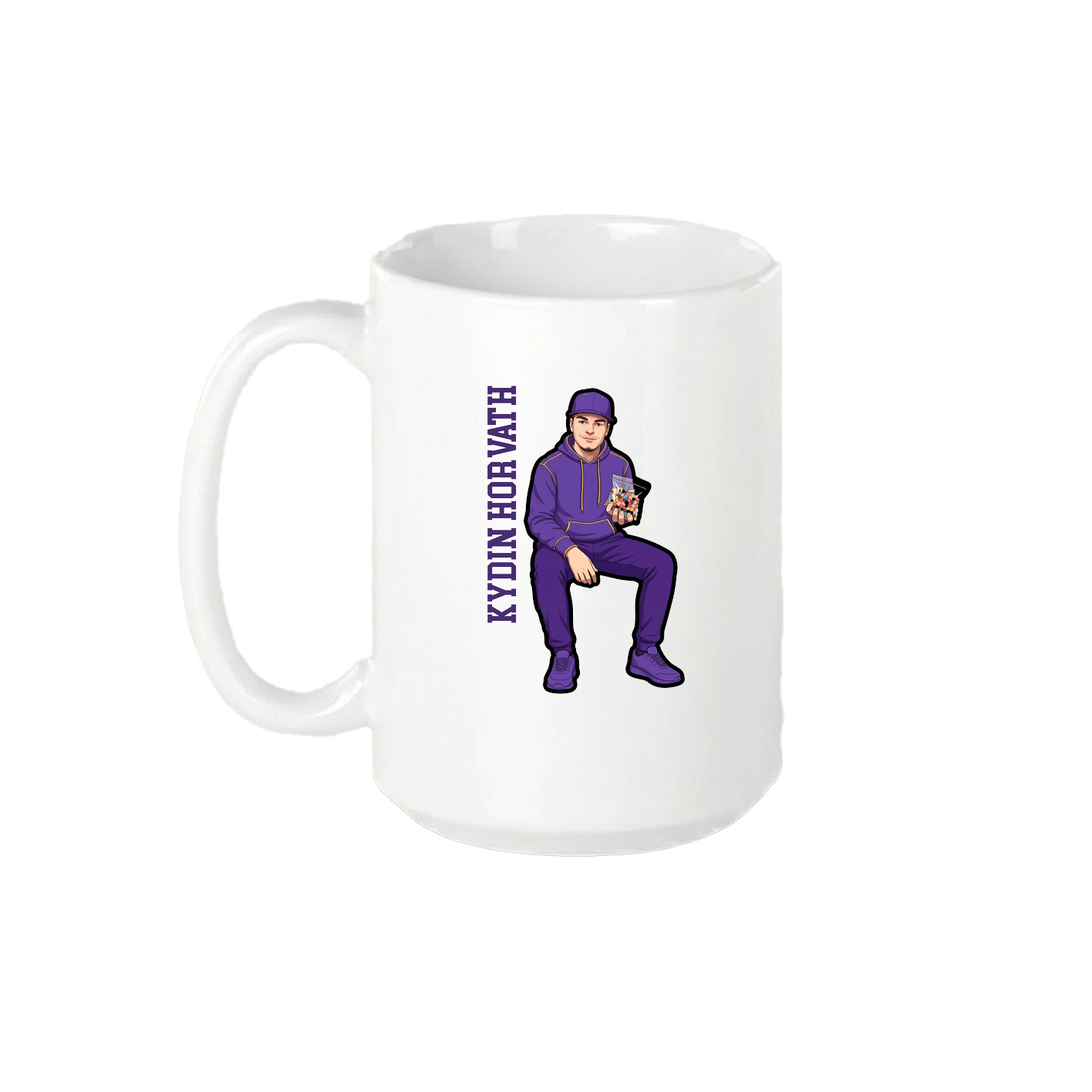 15oz Coffee Mug — Name Vertical in White