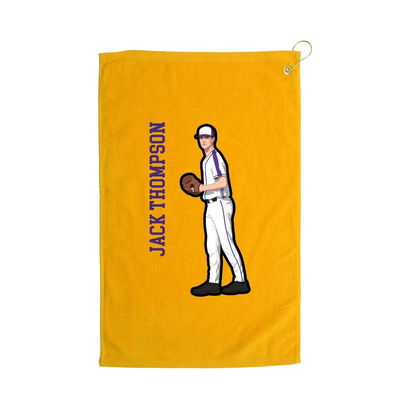 Golf Towel — Name Vertical in Gold