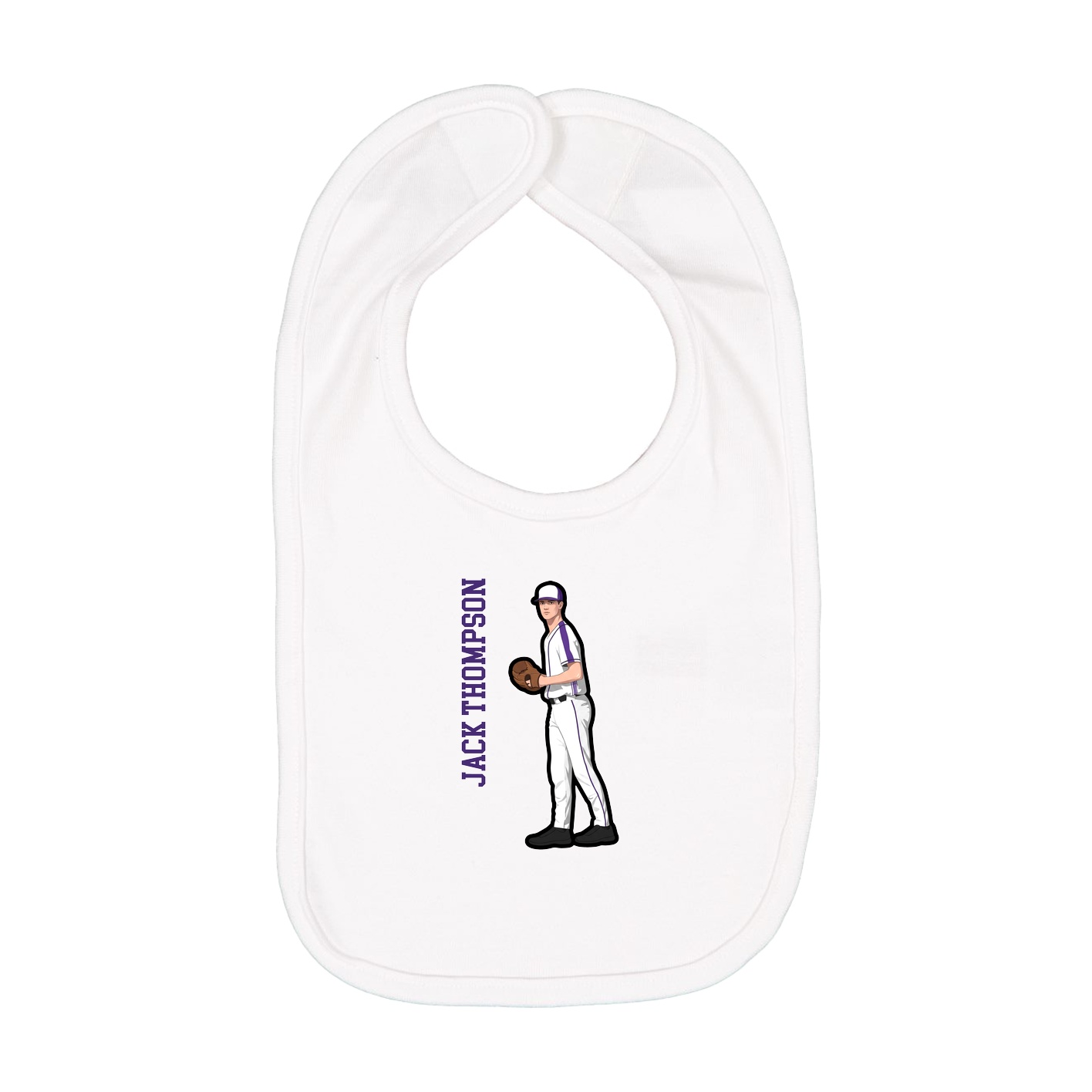 Infant Bib — Name Vertical in White