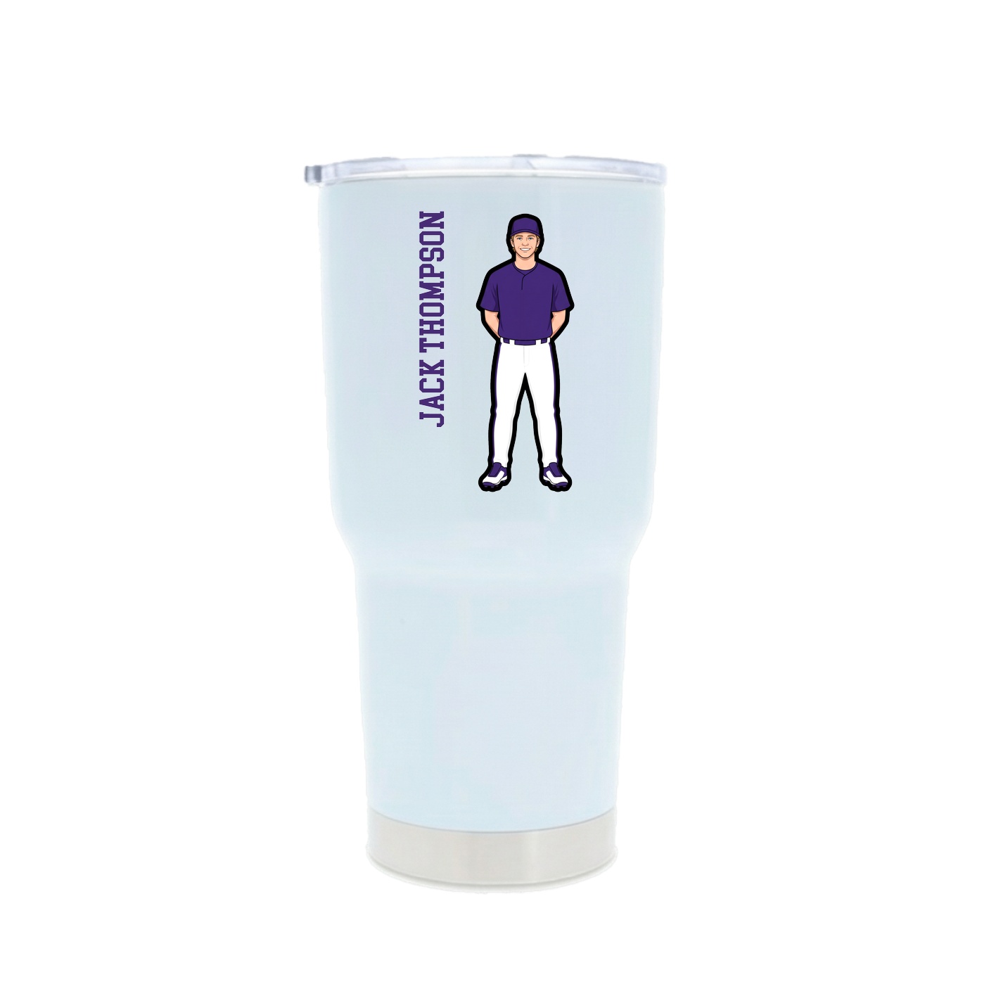 30oz Stainless Steel Tumbler — Name Vertical in White