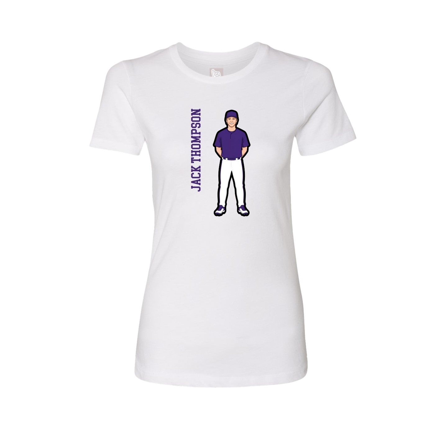 Fitted Women's Tee — Name Vertical in White