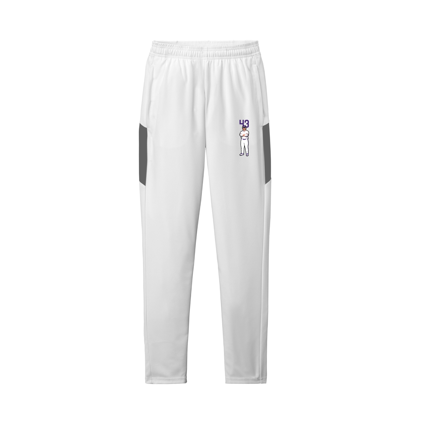 Team Travel Pant — Number Top in White/Grey