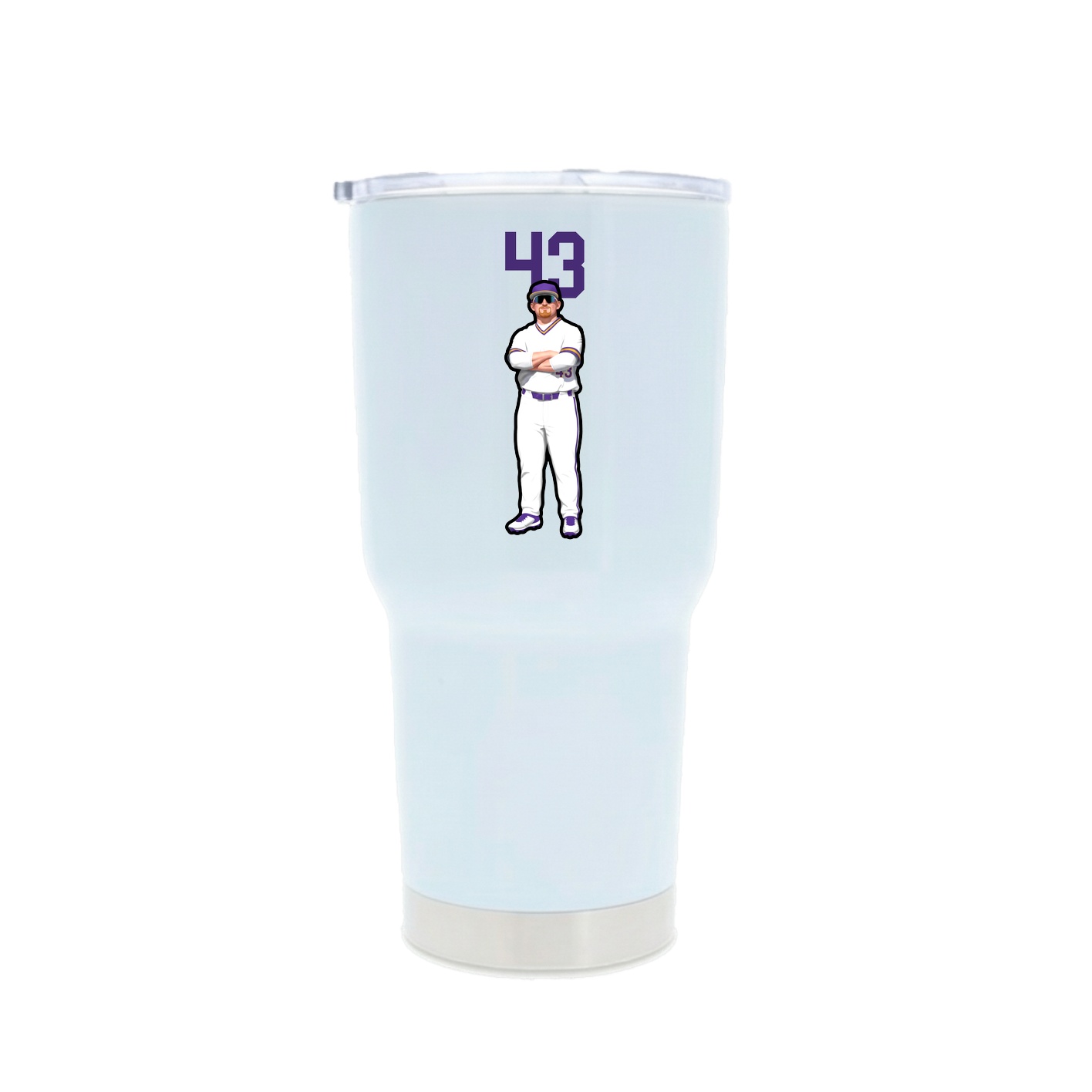 30oz Stainless Steel Tumbler — Number Top in White