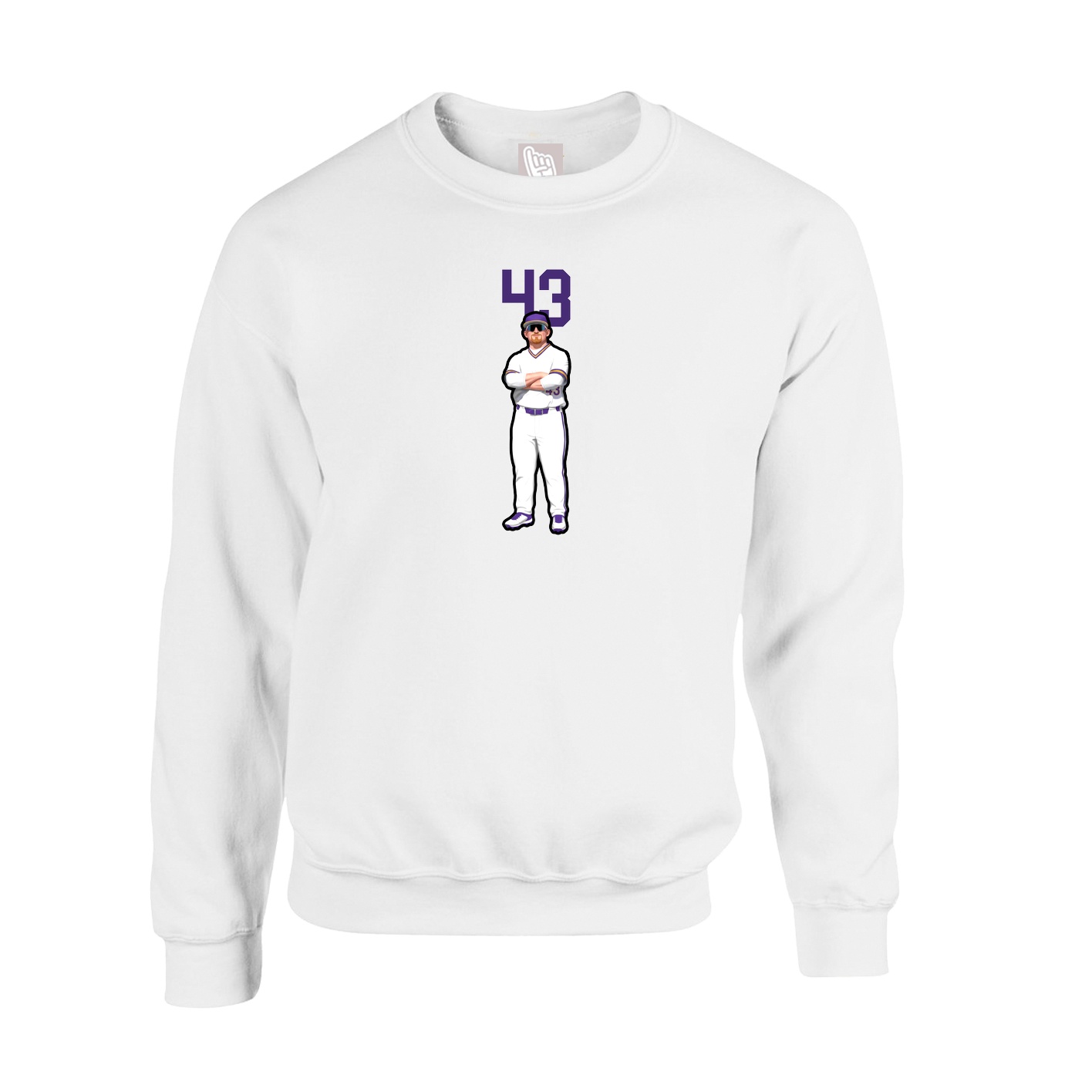 Fleece Crew — Number Top in White