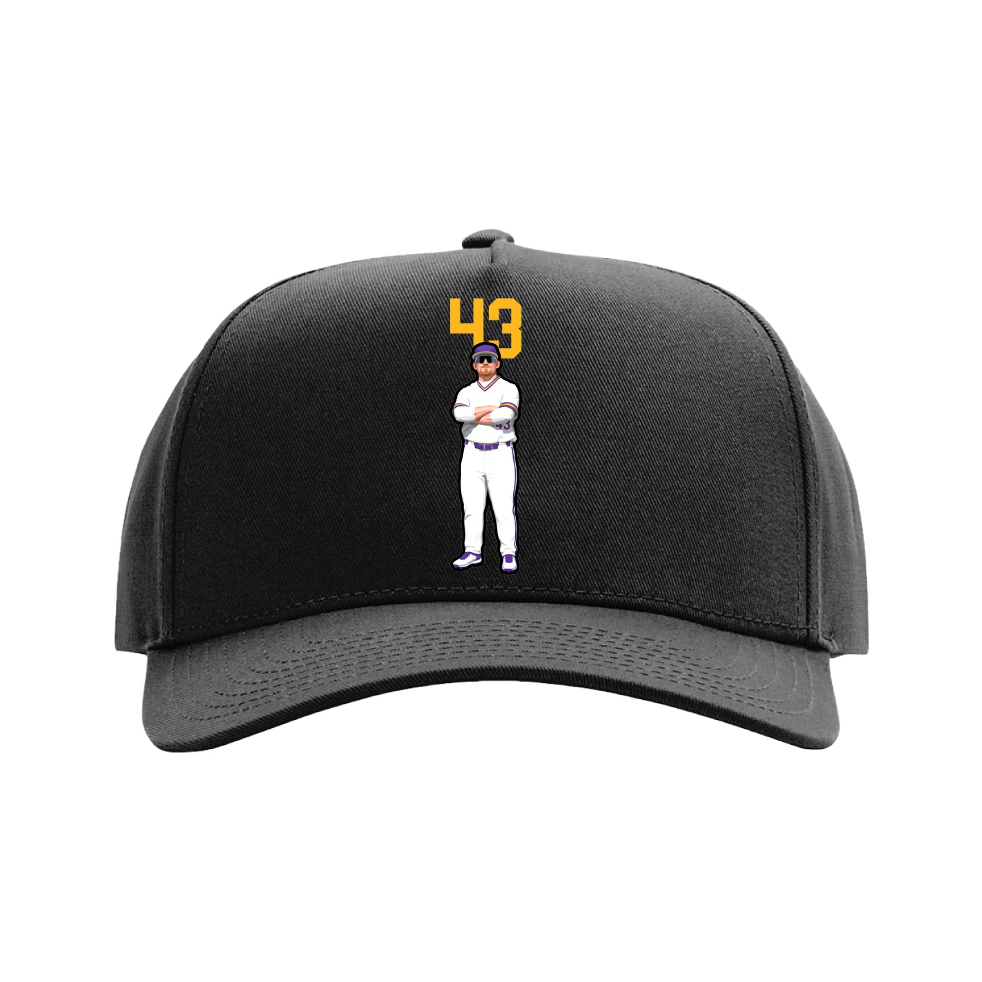 Full Fabric Five-Panel Champ Cap — Number Top in Black