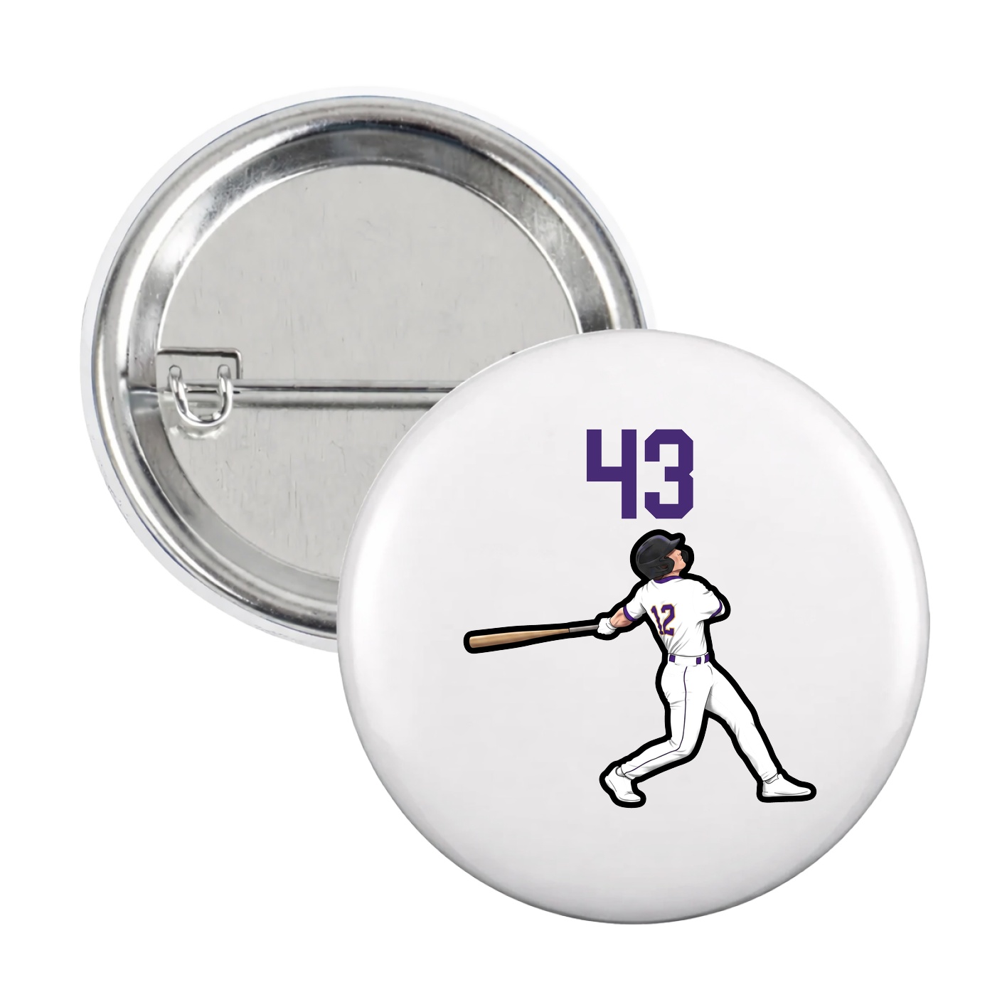 Game Day Button — Number Top in White
