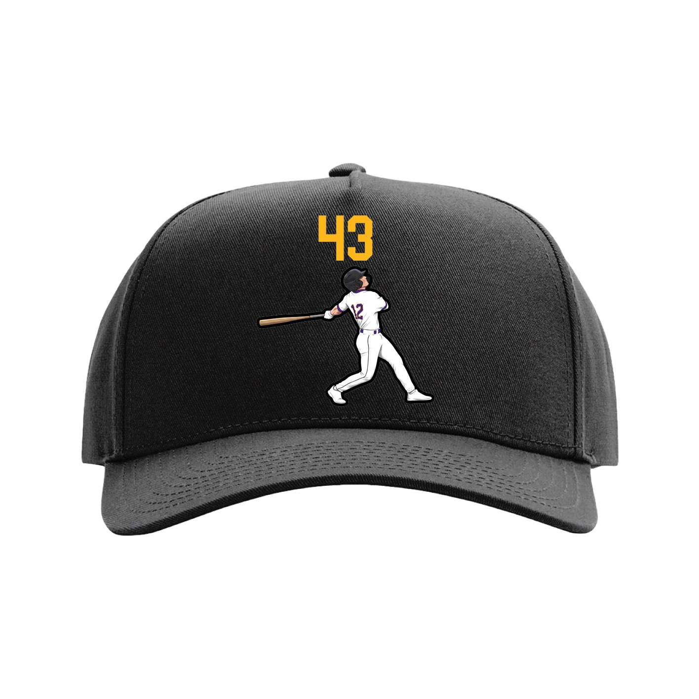 Full Fabric Five-Panel Champ Cap — Number Top in Black