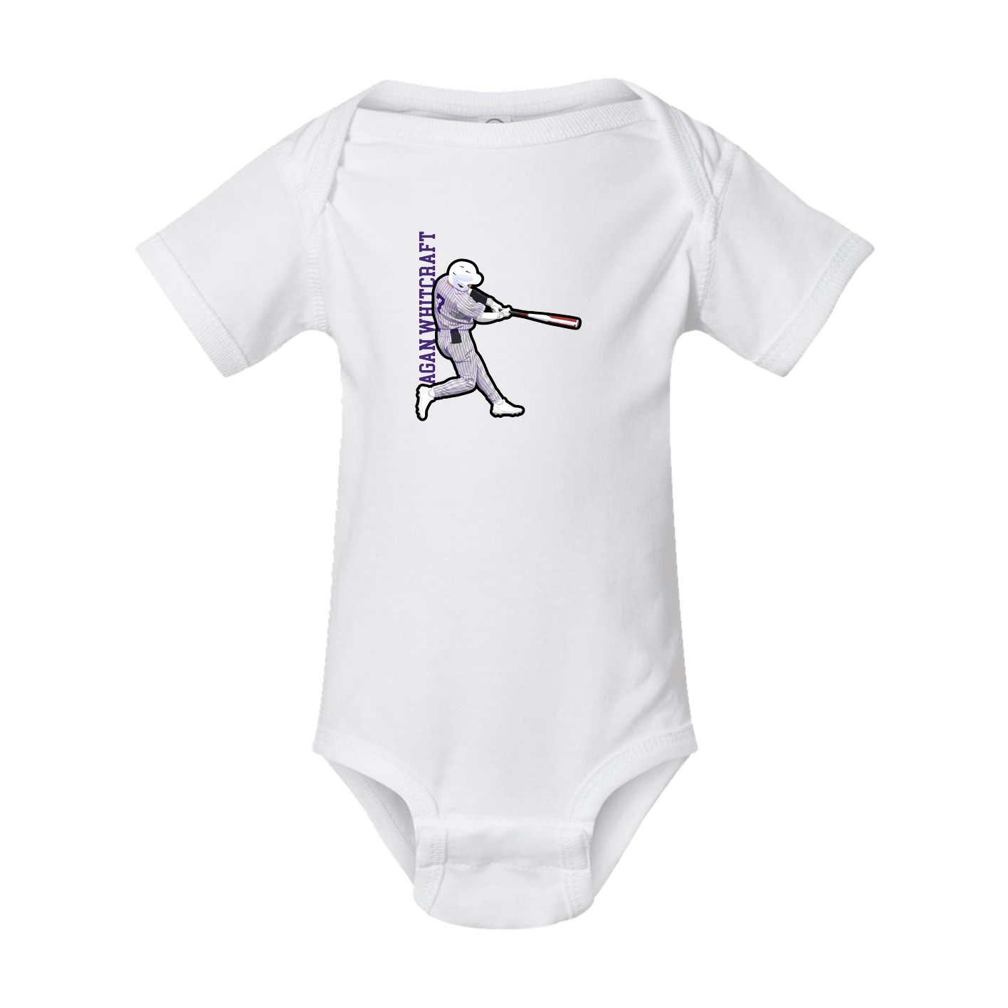 Baby Onesie — Name Vertical in White