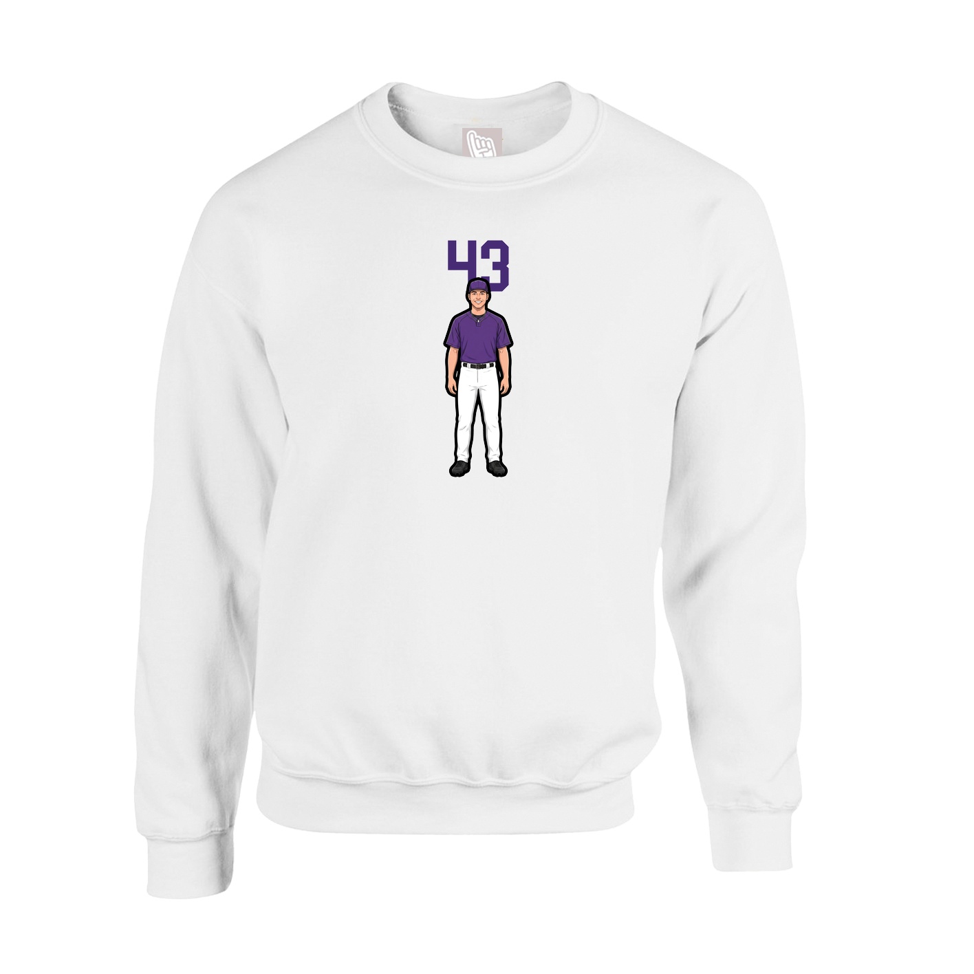 Fleece Crew — Number Top in White