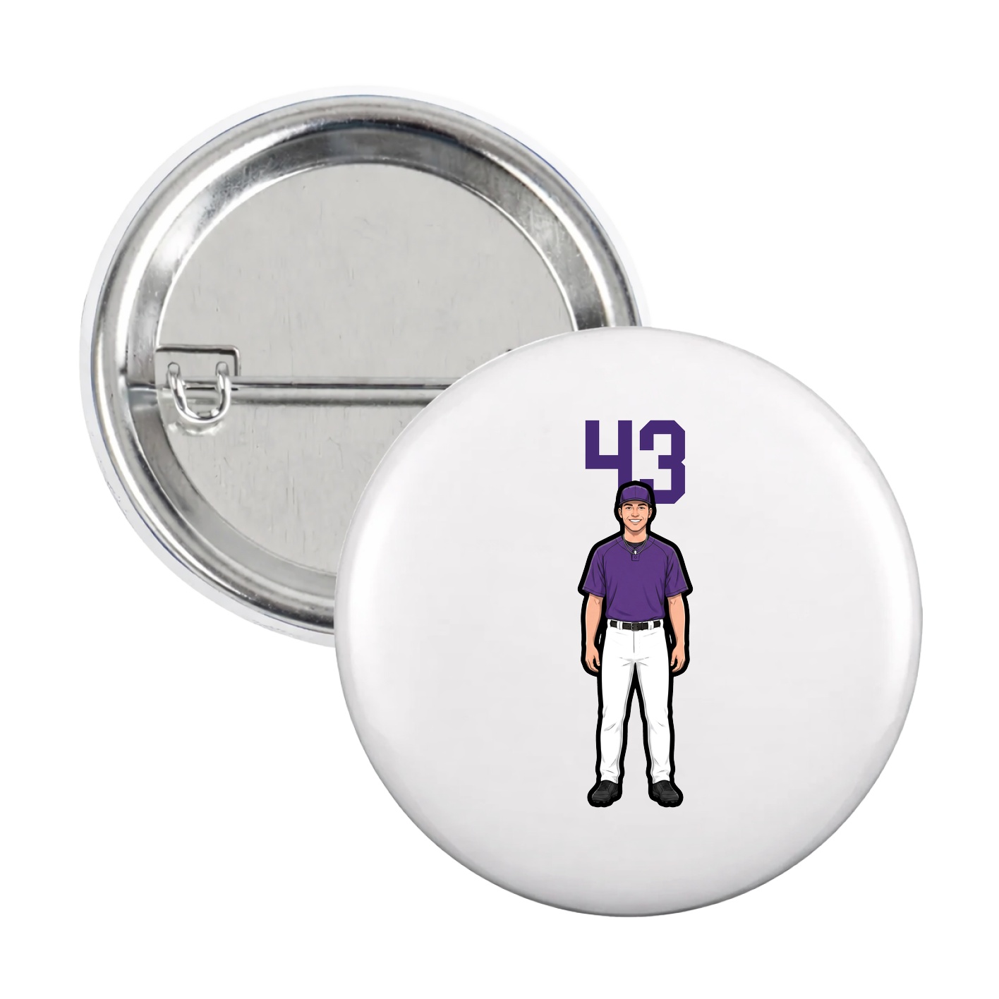 Game Day Button — Number Top in White