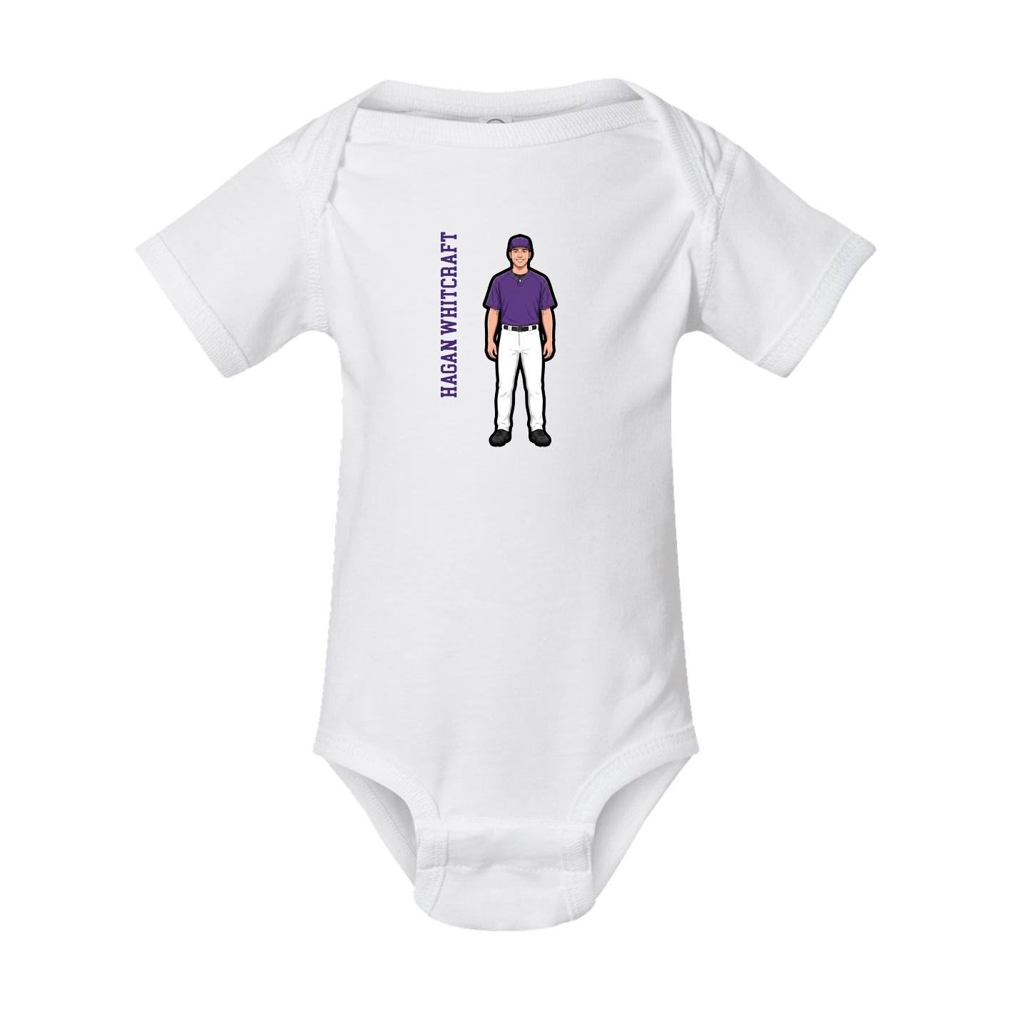 Baby Onesie — Name Vertical in White