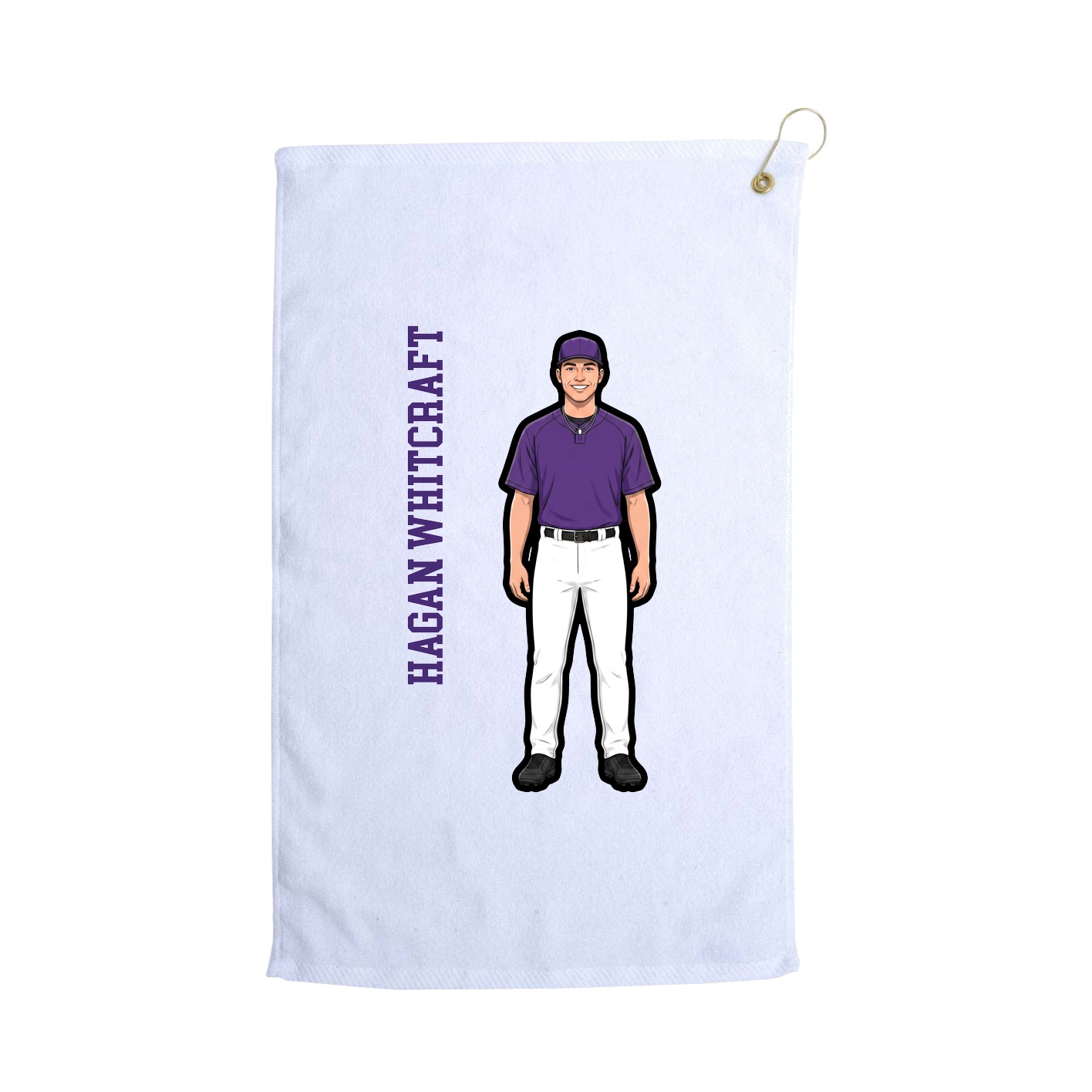 Golf Towel — Name Vertical in White