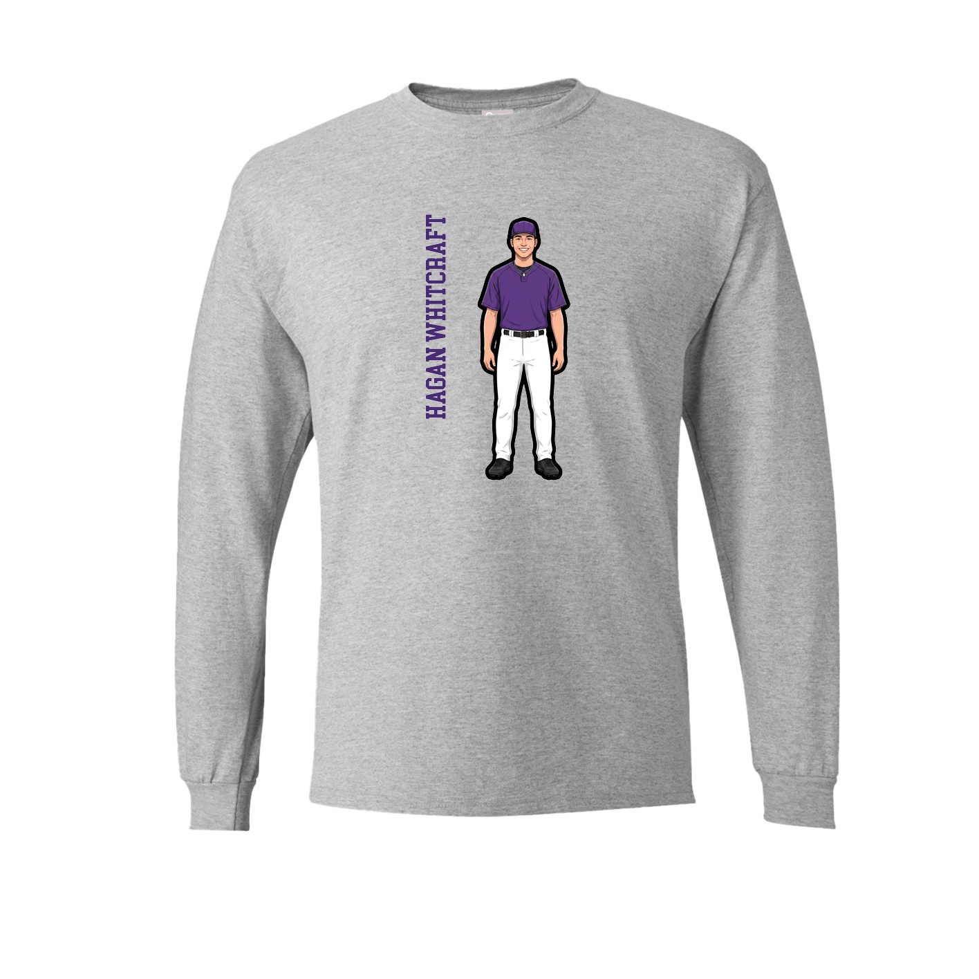 Long Sleeve Tee — Name Vertical in Grey